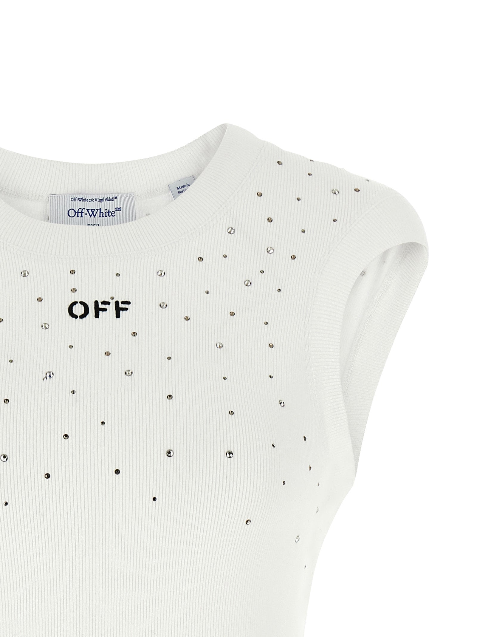 Off-White Weißes ärmelloses T-Shirt aus Viskose