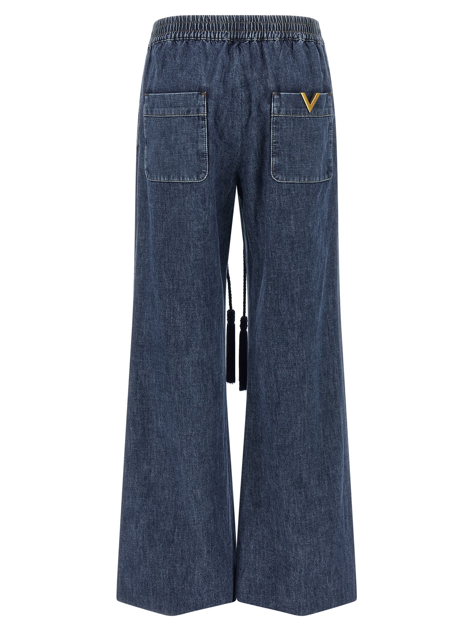 Valentino Garavani Blaue Baumwoll-Jeans mit ausgestelltem Bein