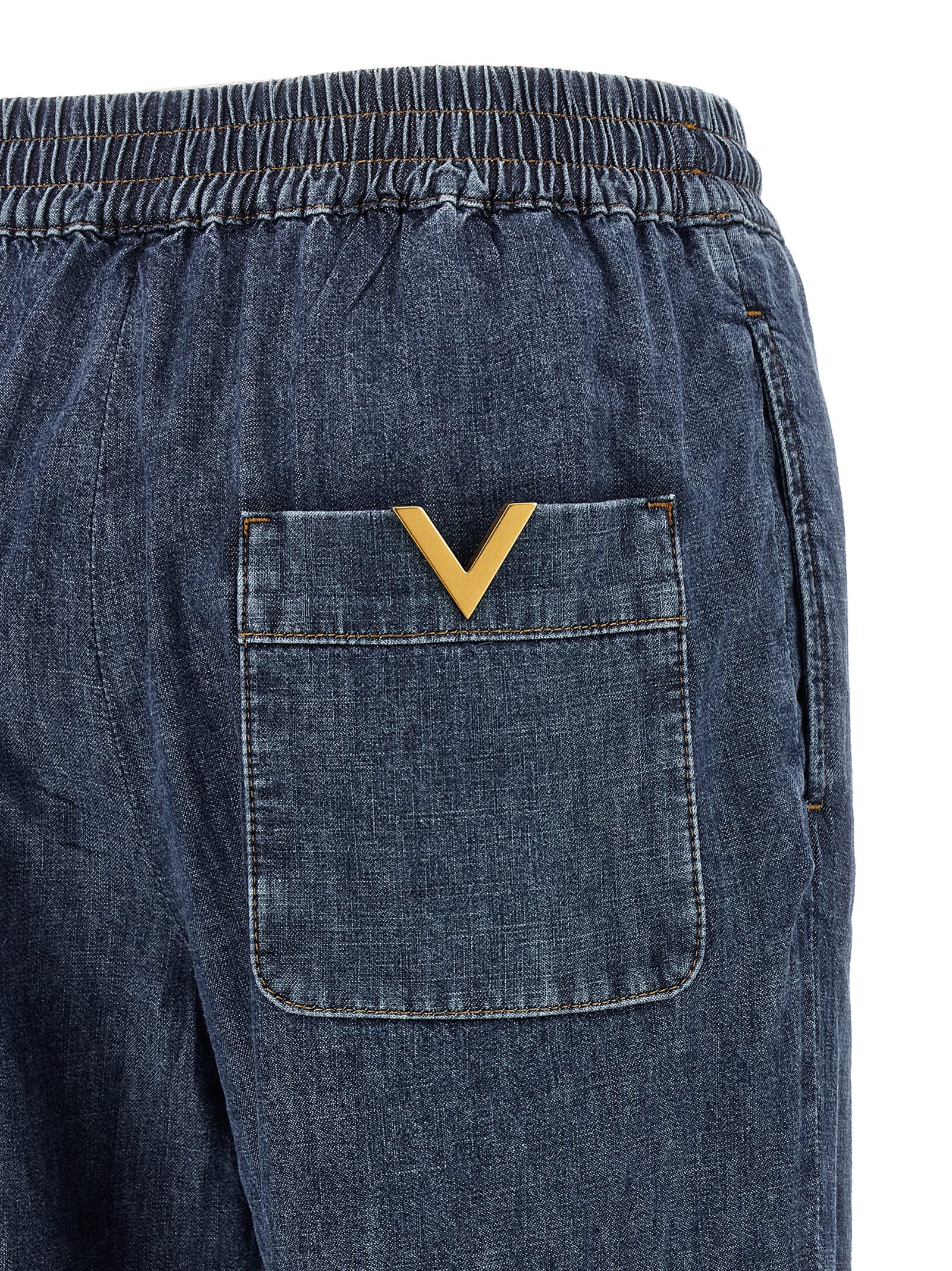 Valentino Garavani Blaue Baumwoll-Jeans mit ausgestelltem Bein