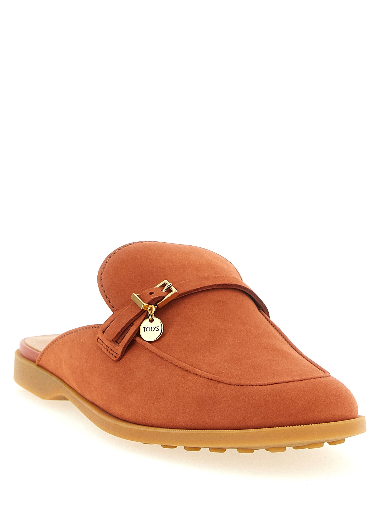 Tod's Orange Kalbsleder Mules