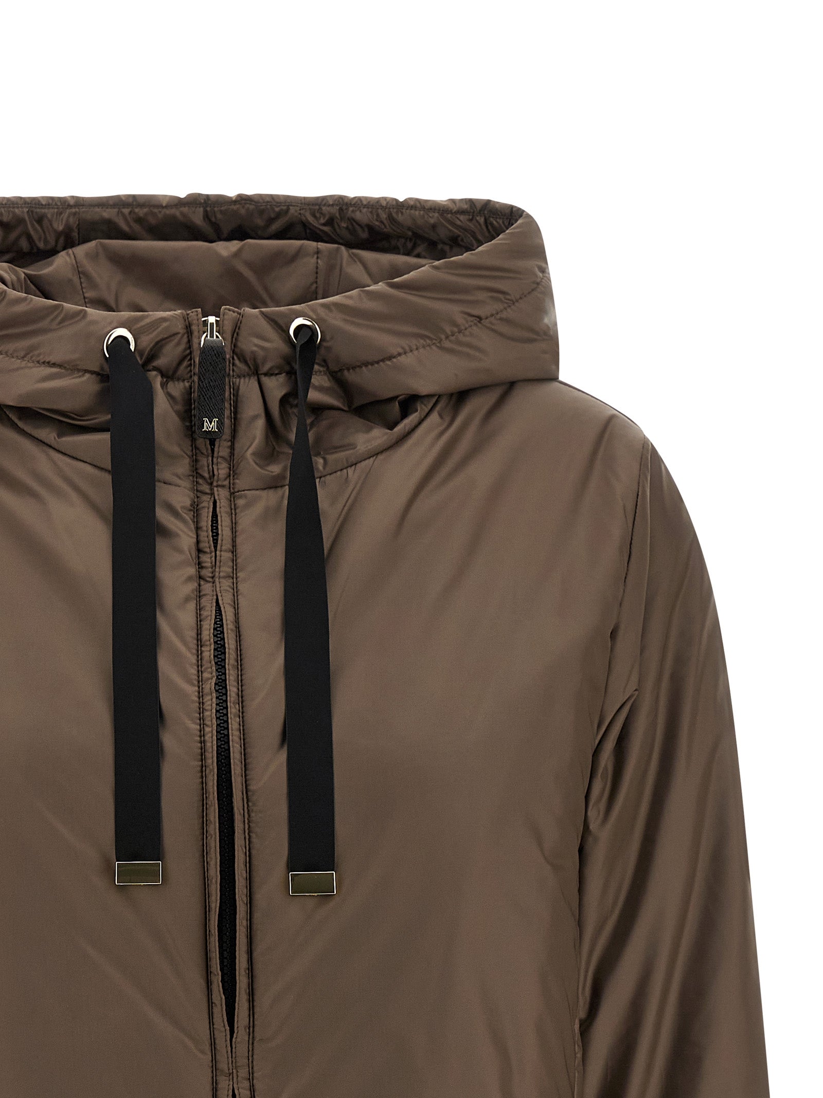 Max Mara Braune Polyester-Jacke in voller Länge