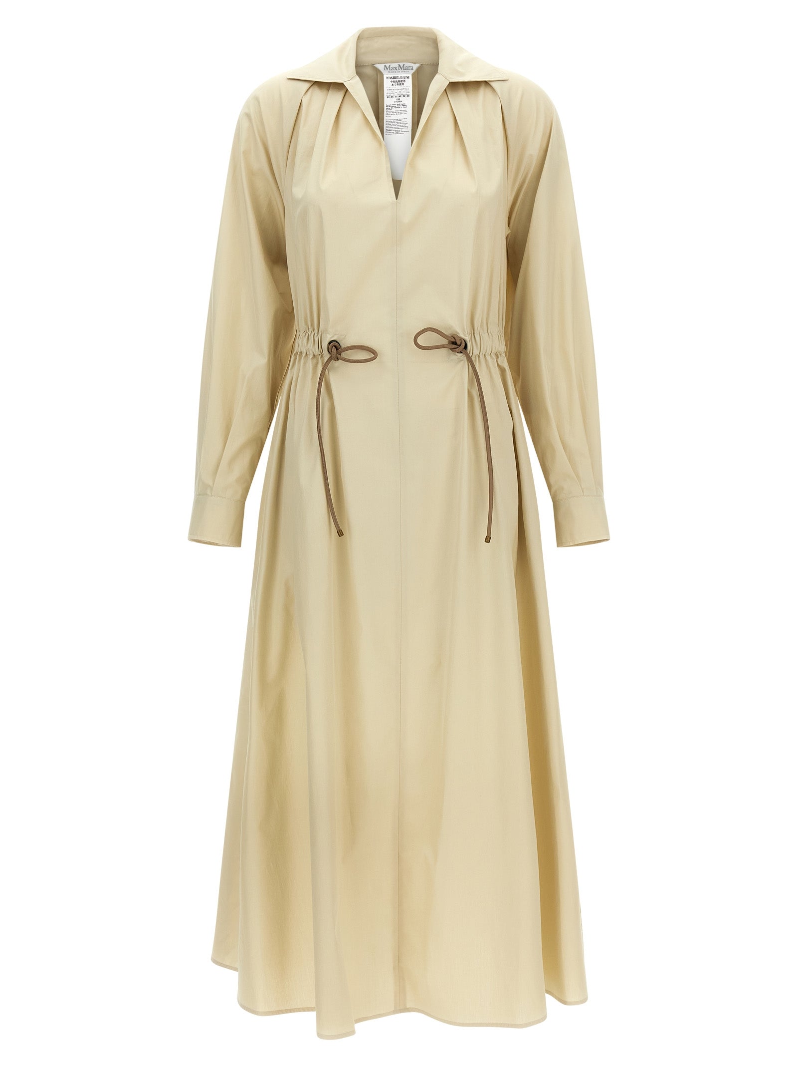 Max Mara Beige Baumwoll-Maxikleid