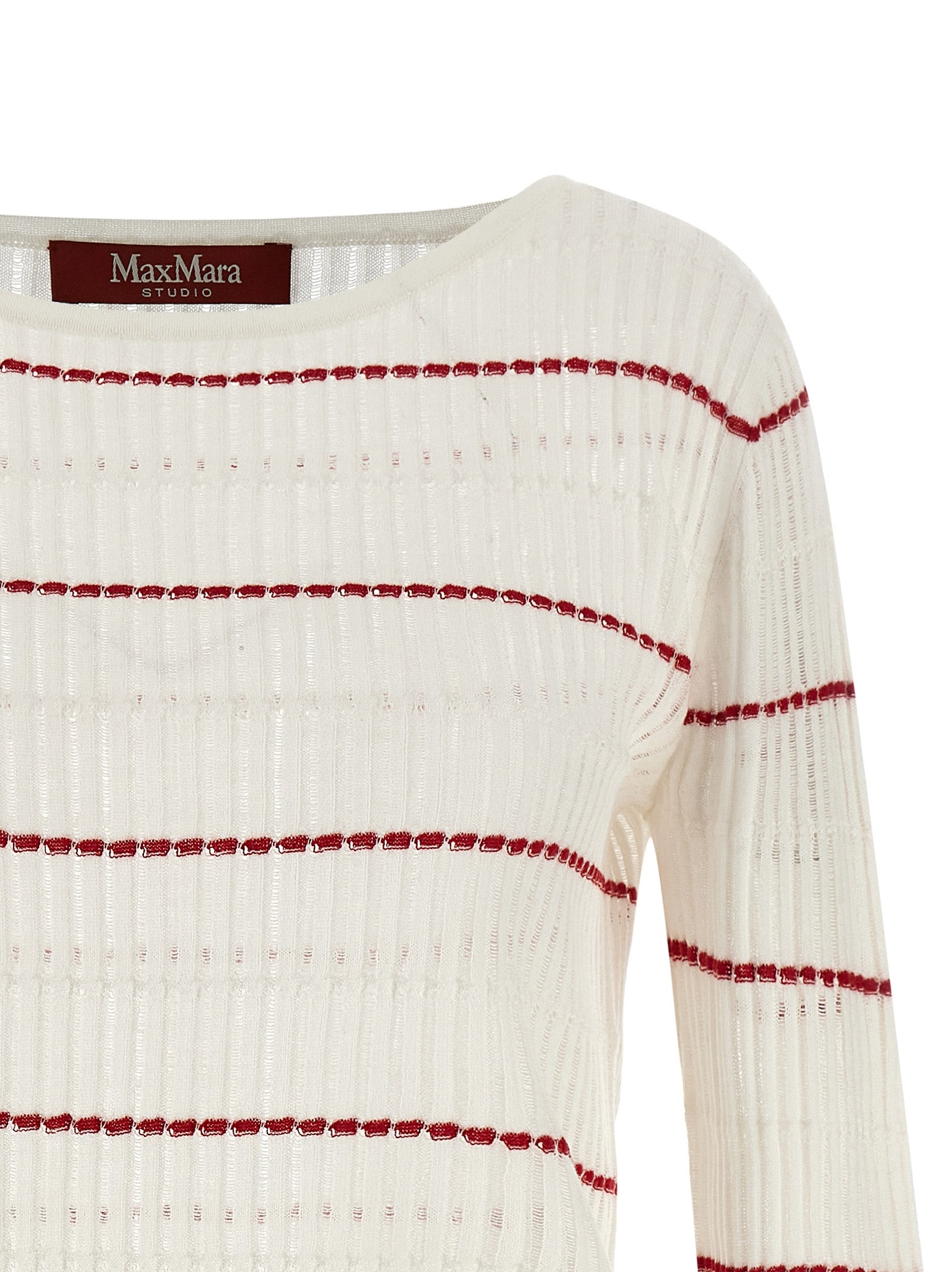Max Mara Weiße Seidenstrickjacke