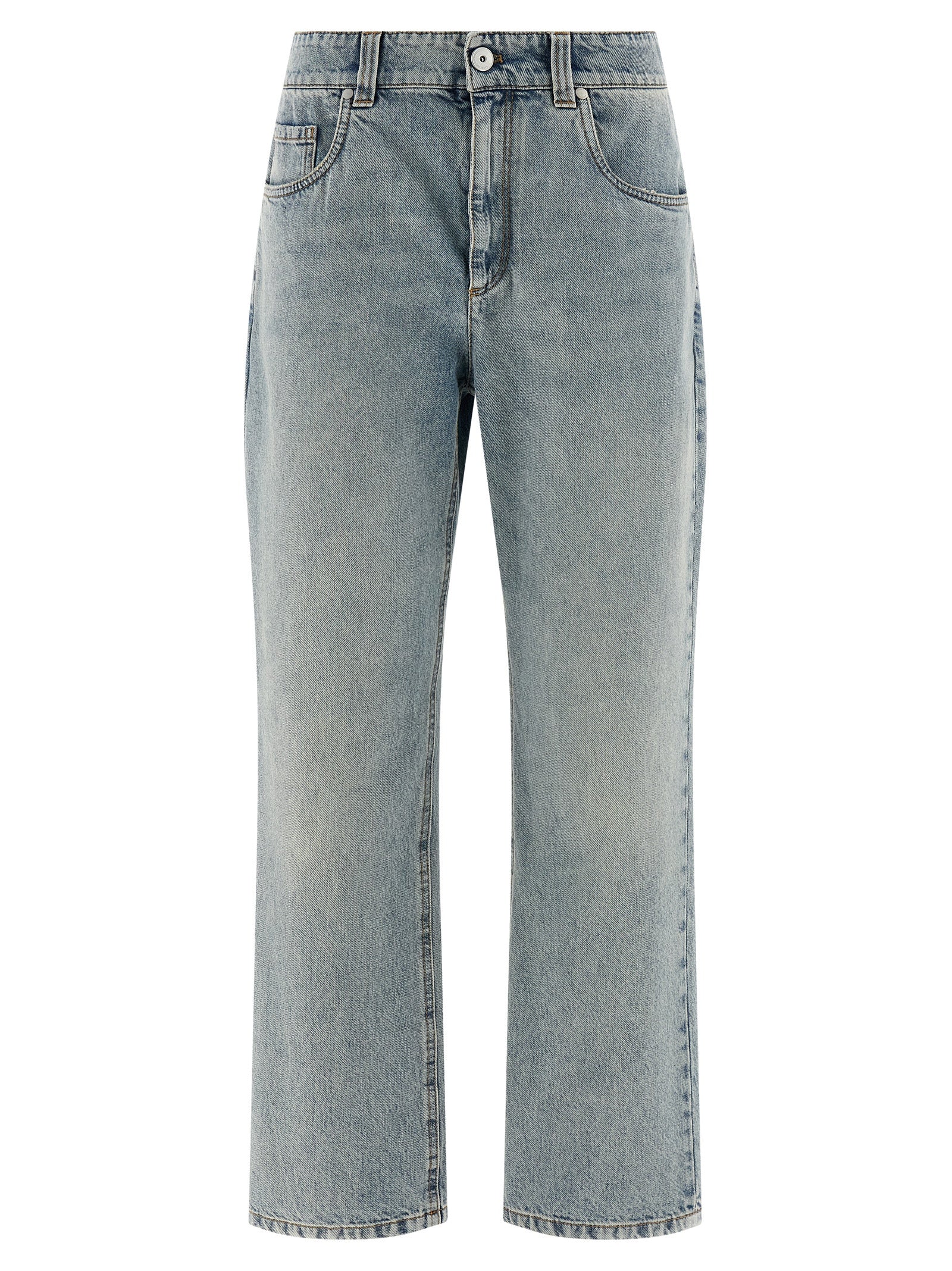 Brunello Cucinelli Blaue Jeans aus Baumwolle im geraden Schnitt