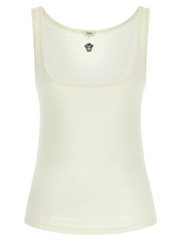 Versace Ärmelloses T-Shirt aus weißer Schurwolle