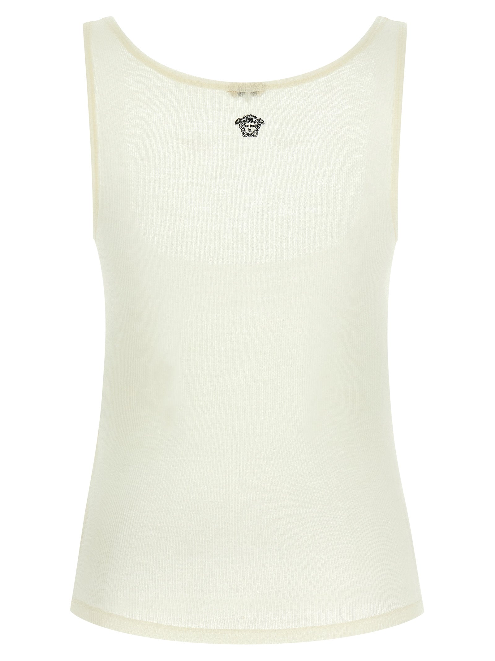 Versace Ärmelloses T-Shirt aus weißer Schurwolle