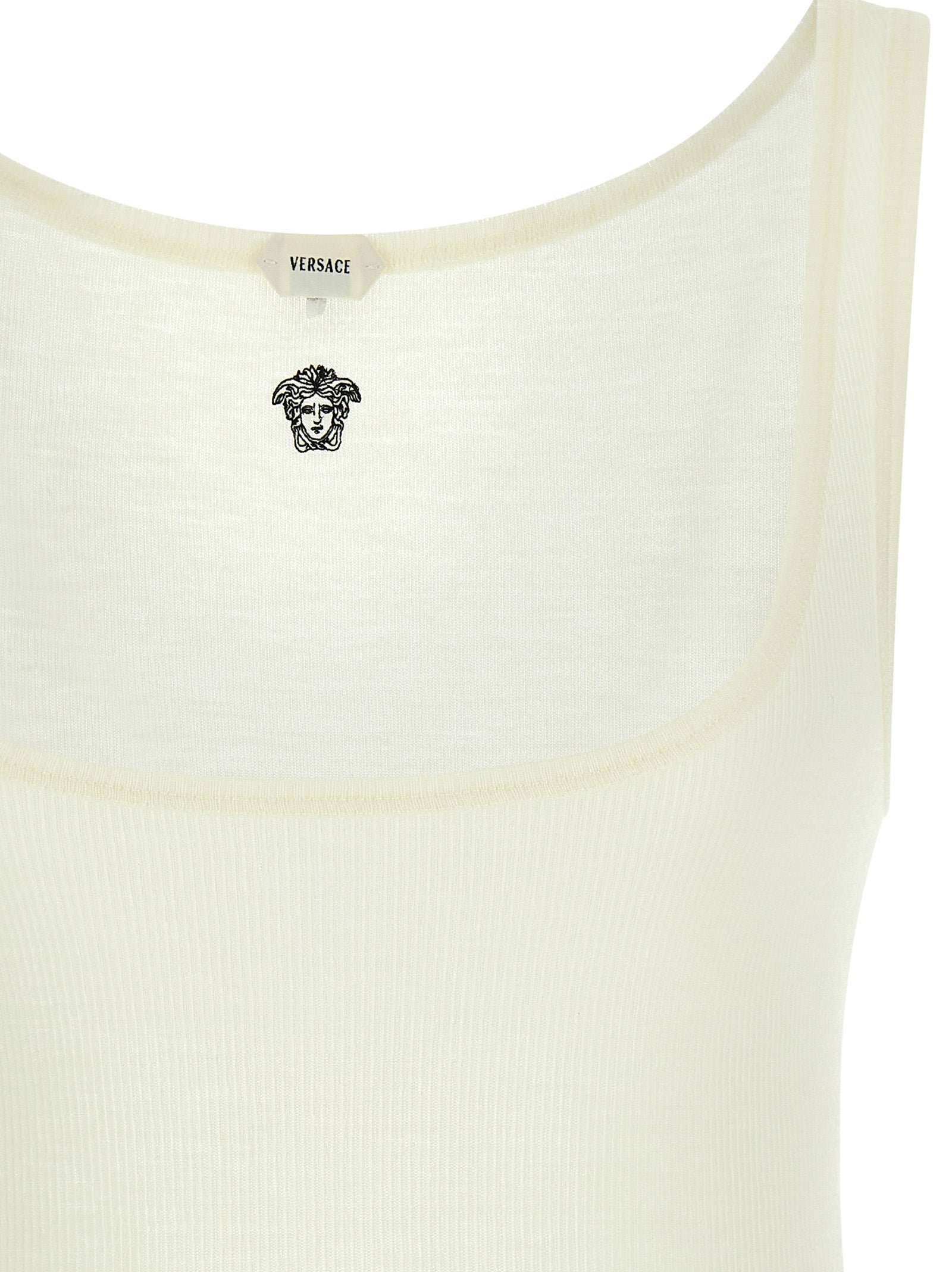 Versace Ärmelloses T-Shirt aus weißer Schurwolle