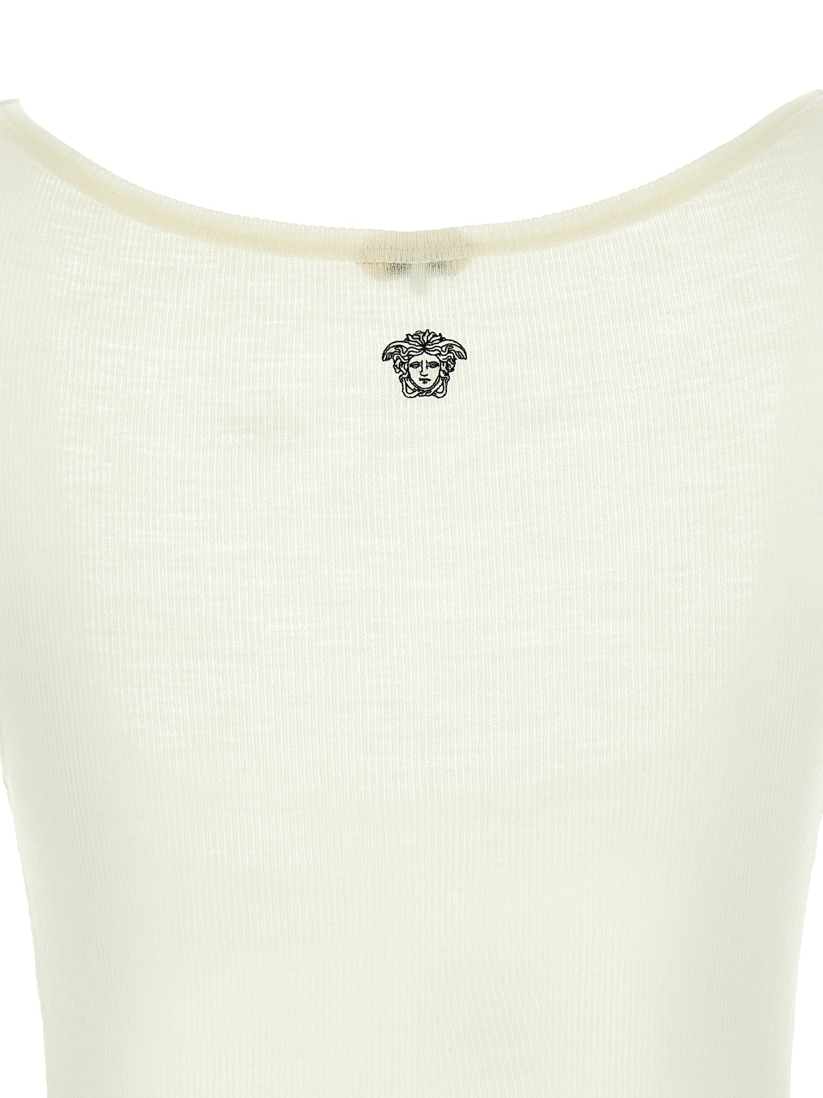 Versace Ärmelloses T-Shirt aus weißer Schurwolle