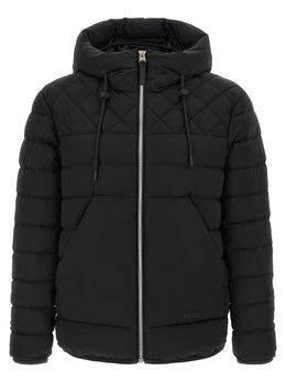 Mackage Schwarze Nylon-Jacke in voller Länge