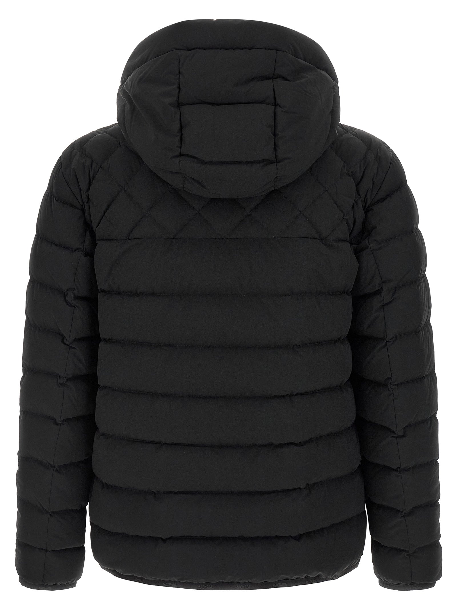 Mackage Schwarze Nylon-Jacke in voller Länge