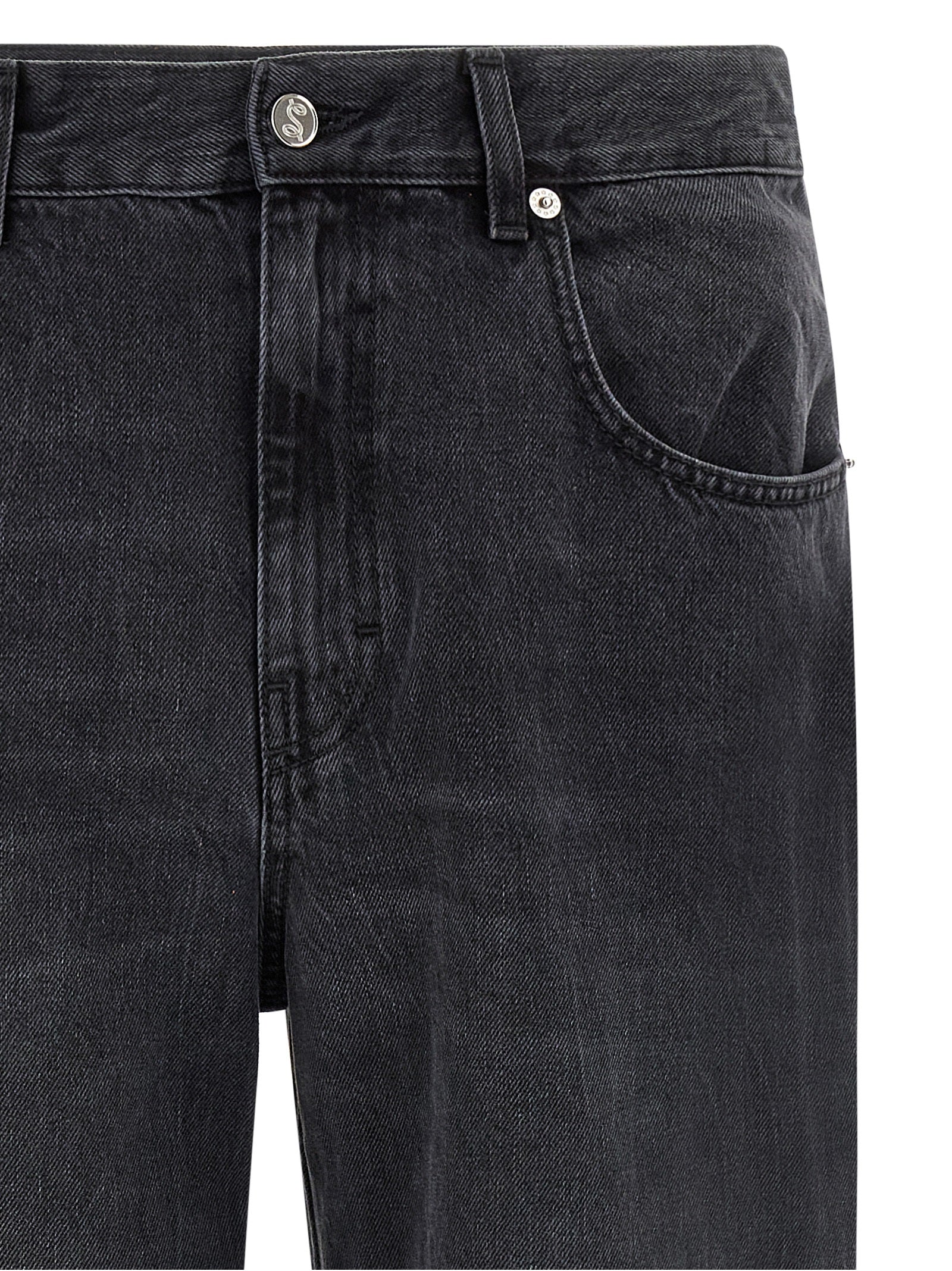 SÉFR Schwarze Baumwoll-Jeans mit geradem Bein