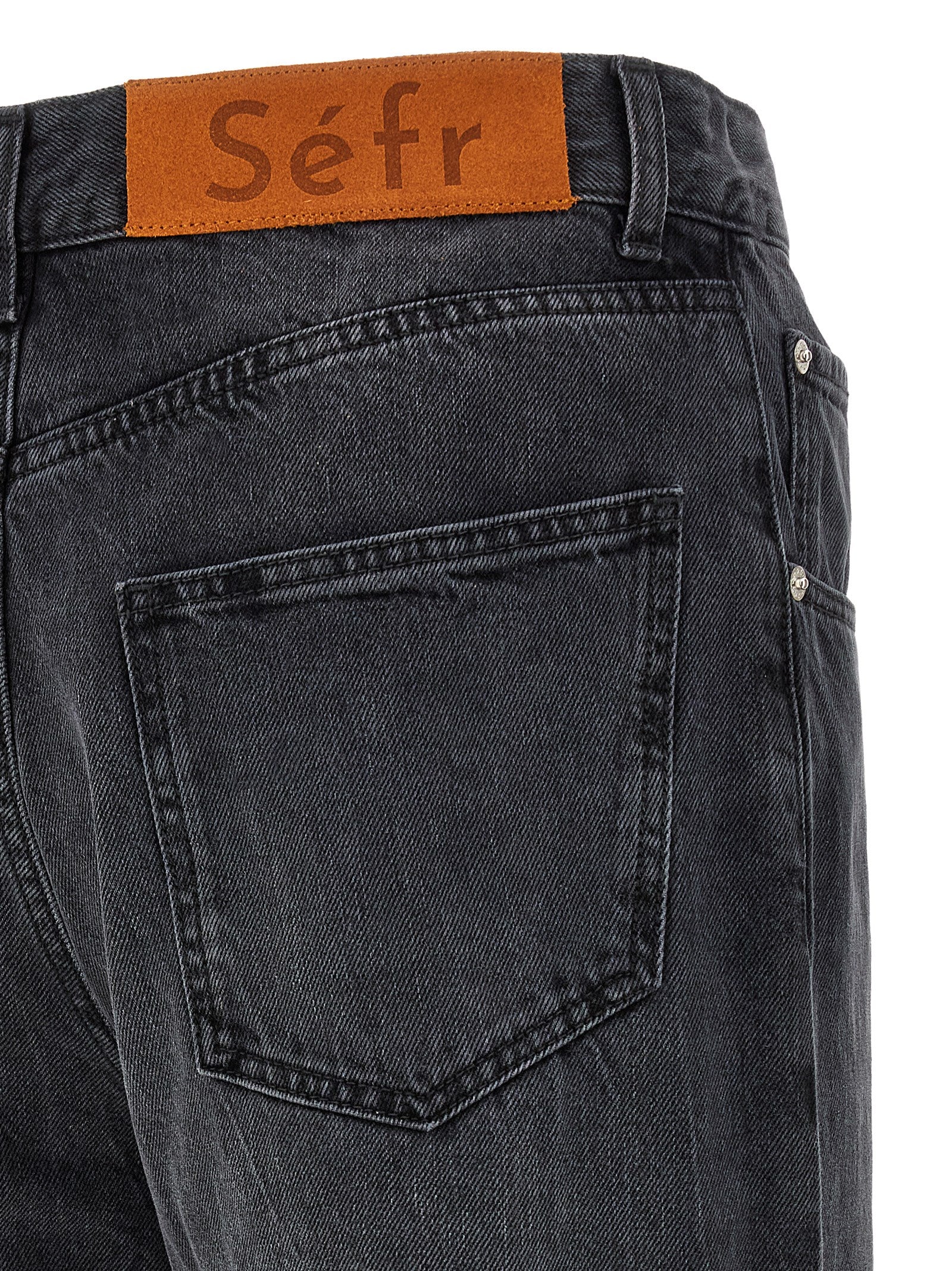 SÉFR Schwarze Baumwoll-Jeans mit geradem Bein