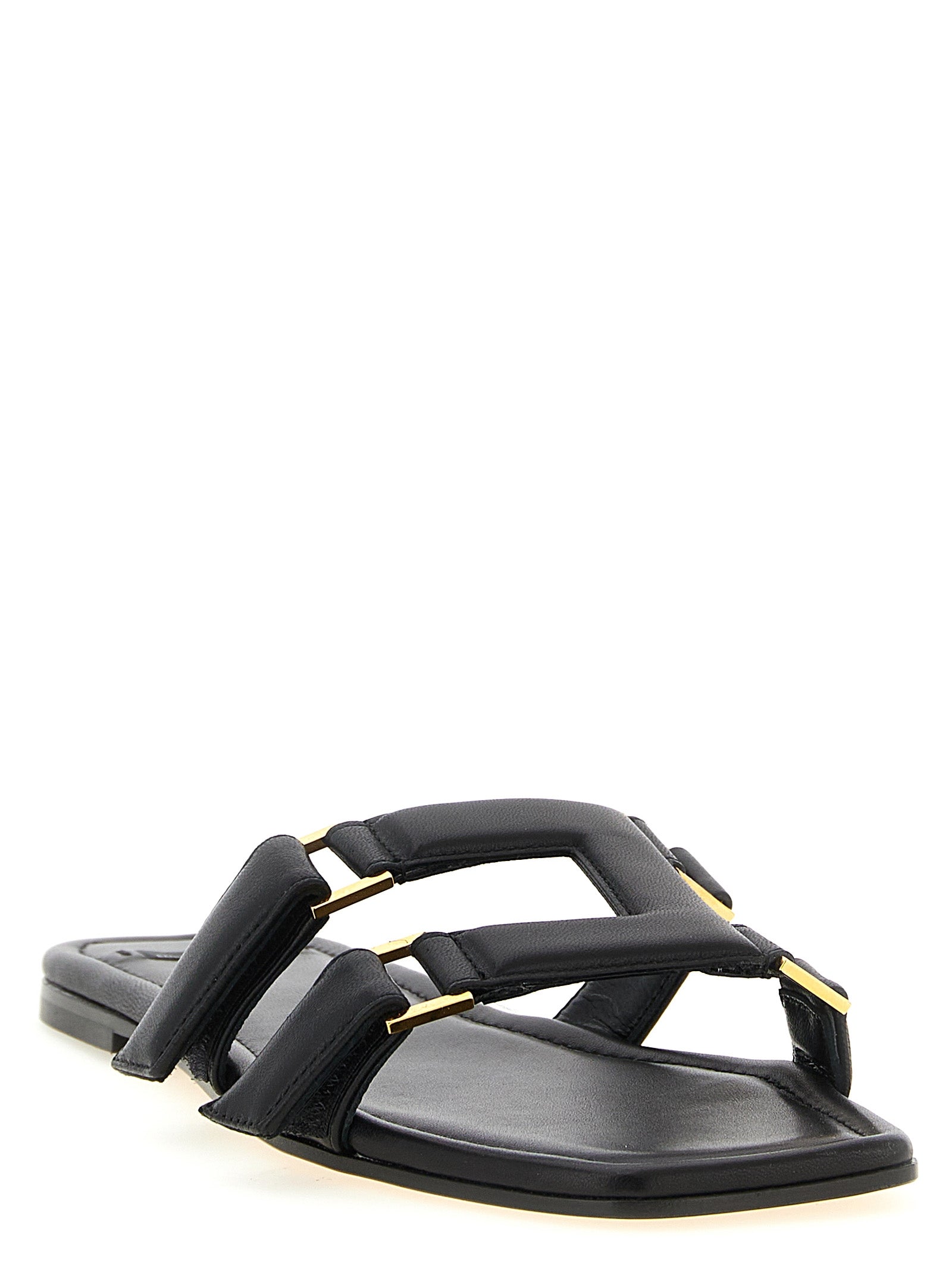 Elisabetta Franchi Schwarze Lammleder-Slipper