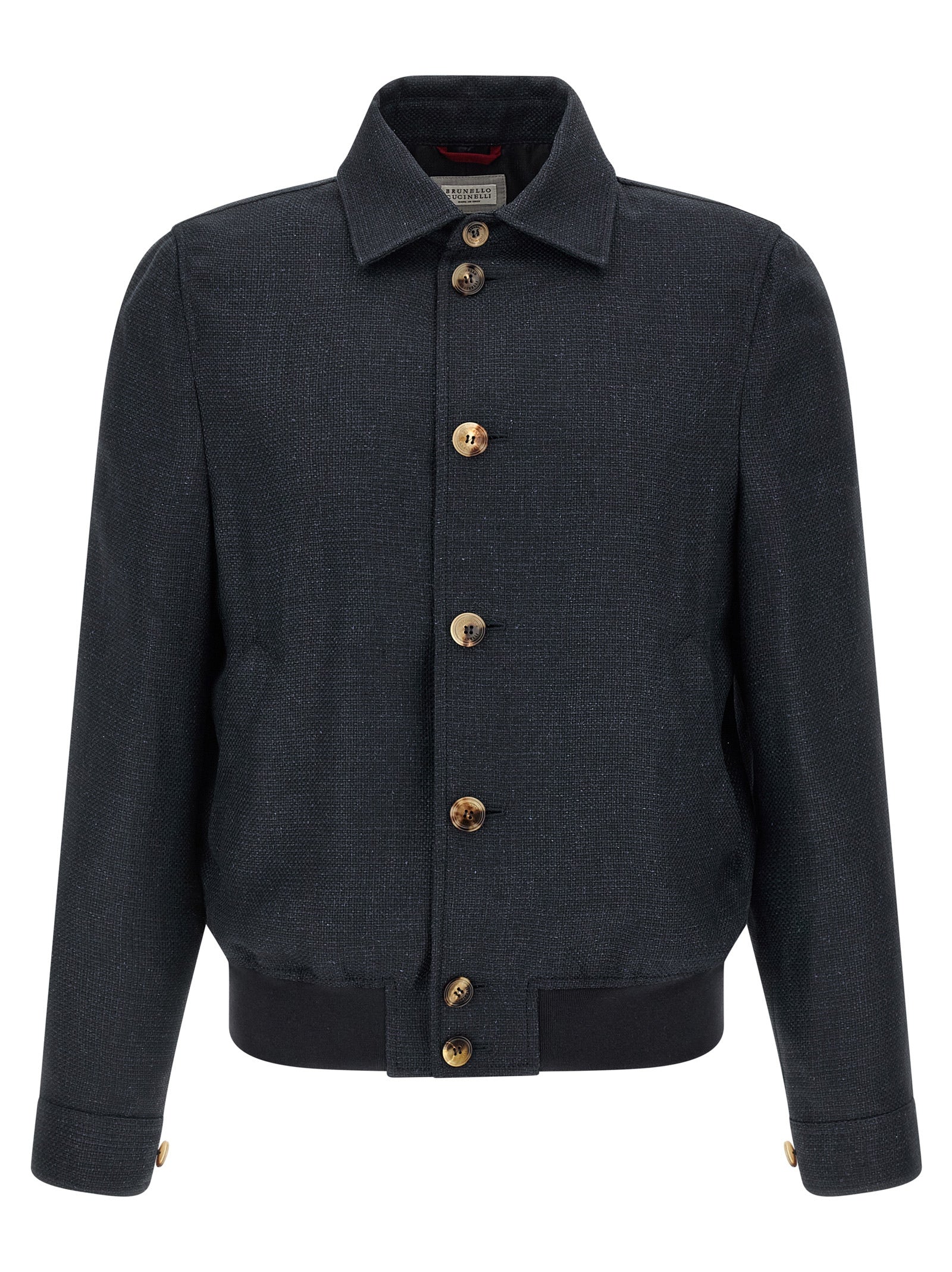 Brunello Cucinelli Blaue Sisal Bikerjacke
