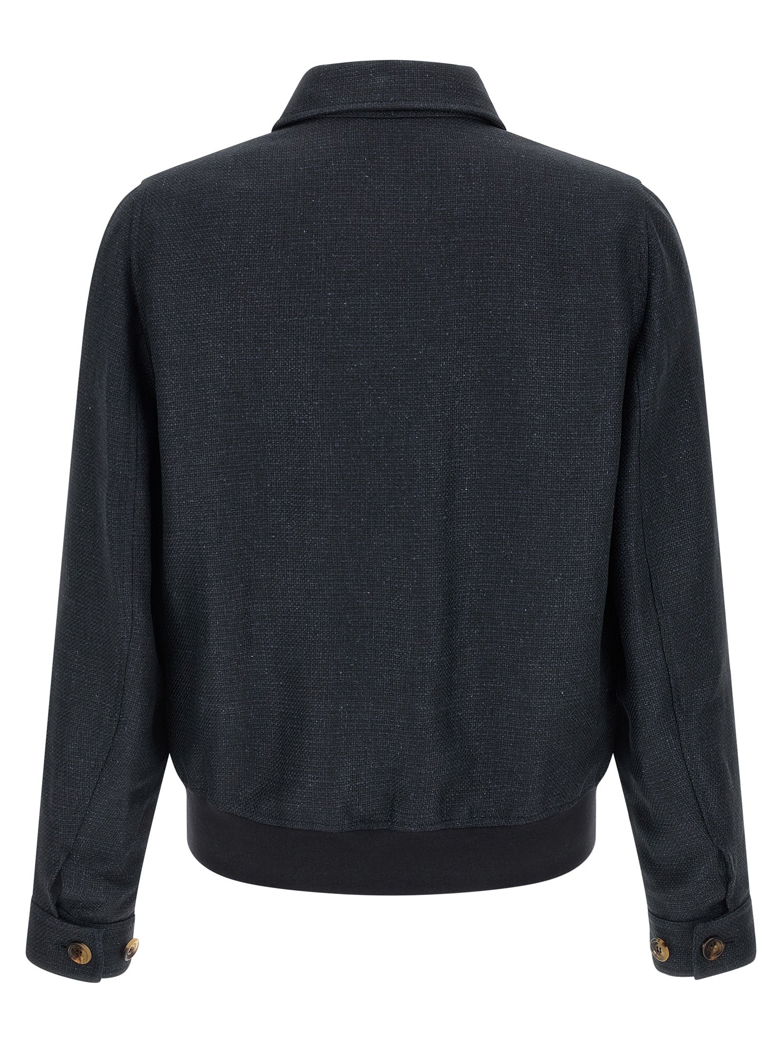 Brunello Cucinelli Blaue Sisal Bikerjacke