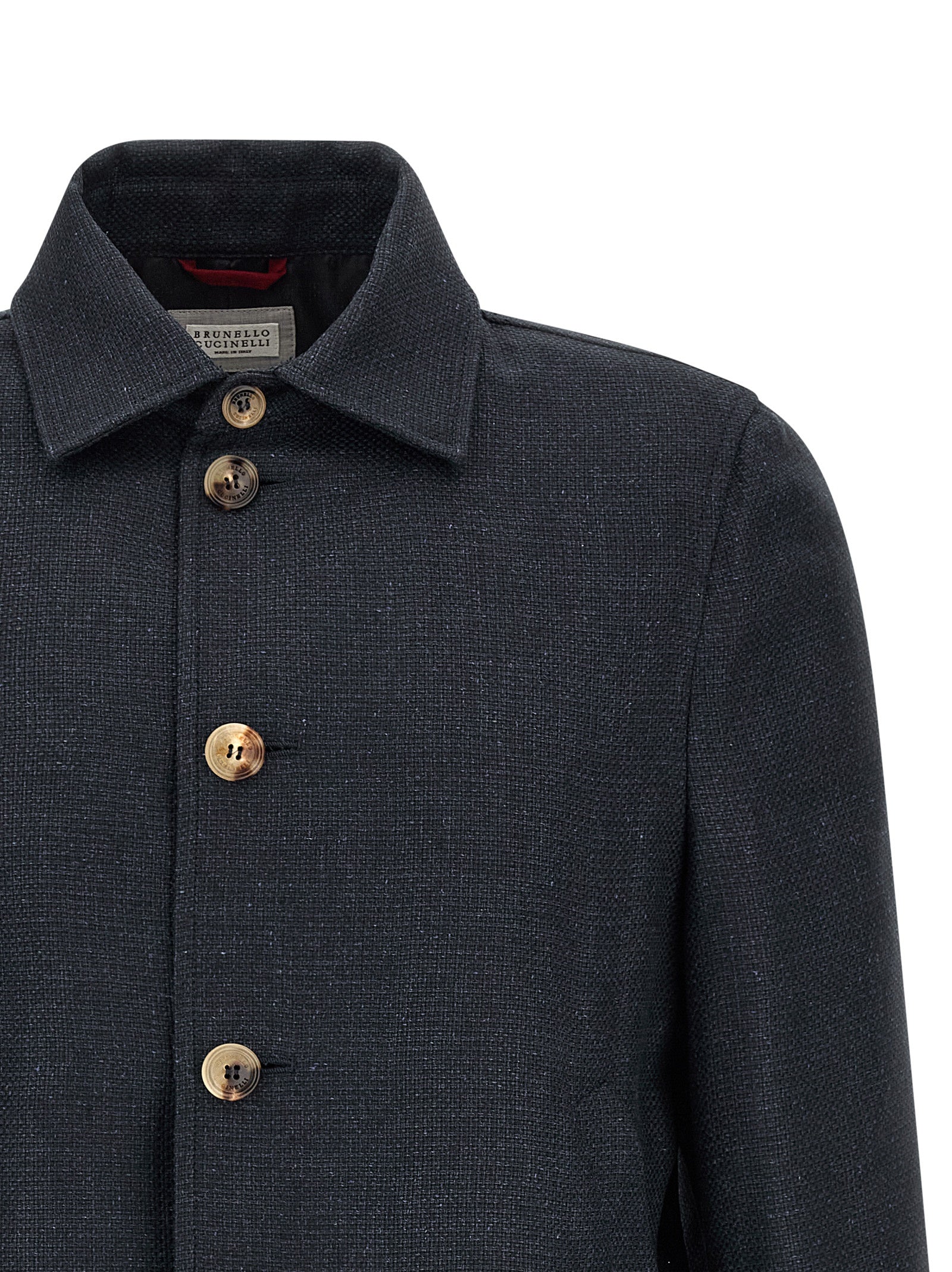 Brunello Cucinelli Blaue Sisal Bikerjacke