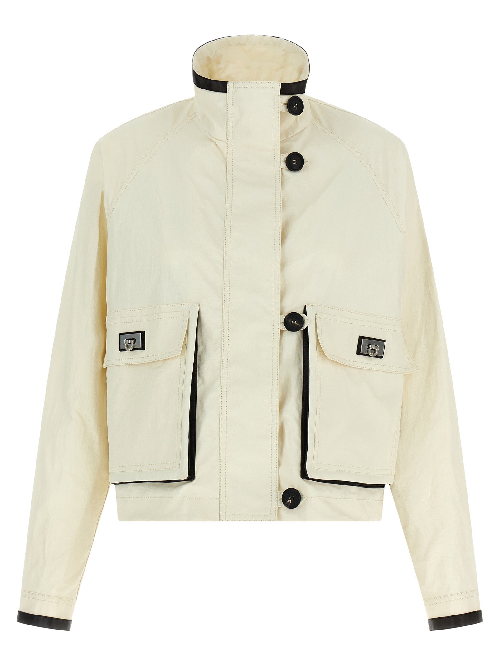 Ferragamo Weiße Leinen-Maxijacke
