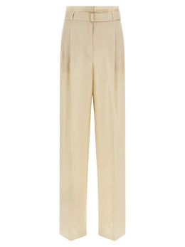 Max Mara Beige Leinen Freizeithose