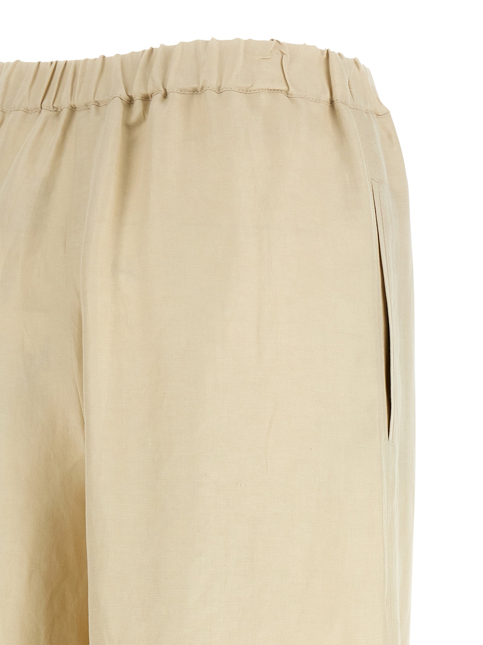 Max Mara Beige Leinen Freizeithose