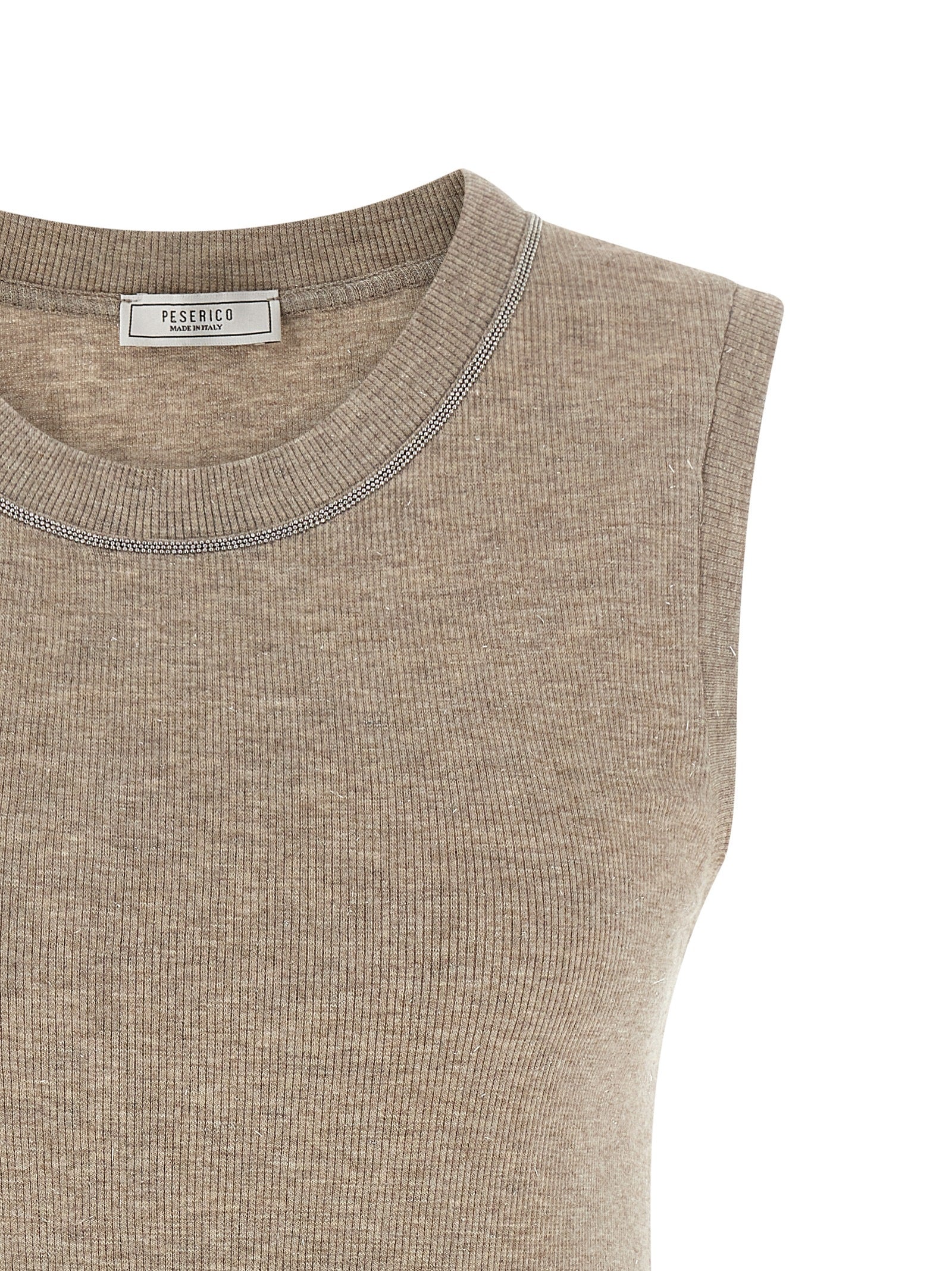 Peserico Beige Viskose Ärmelloses T-Shirt