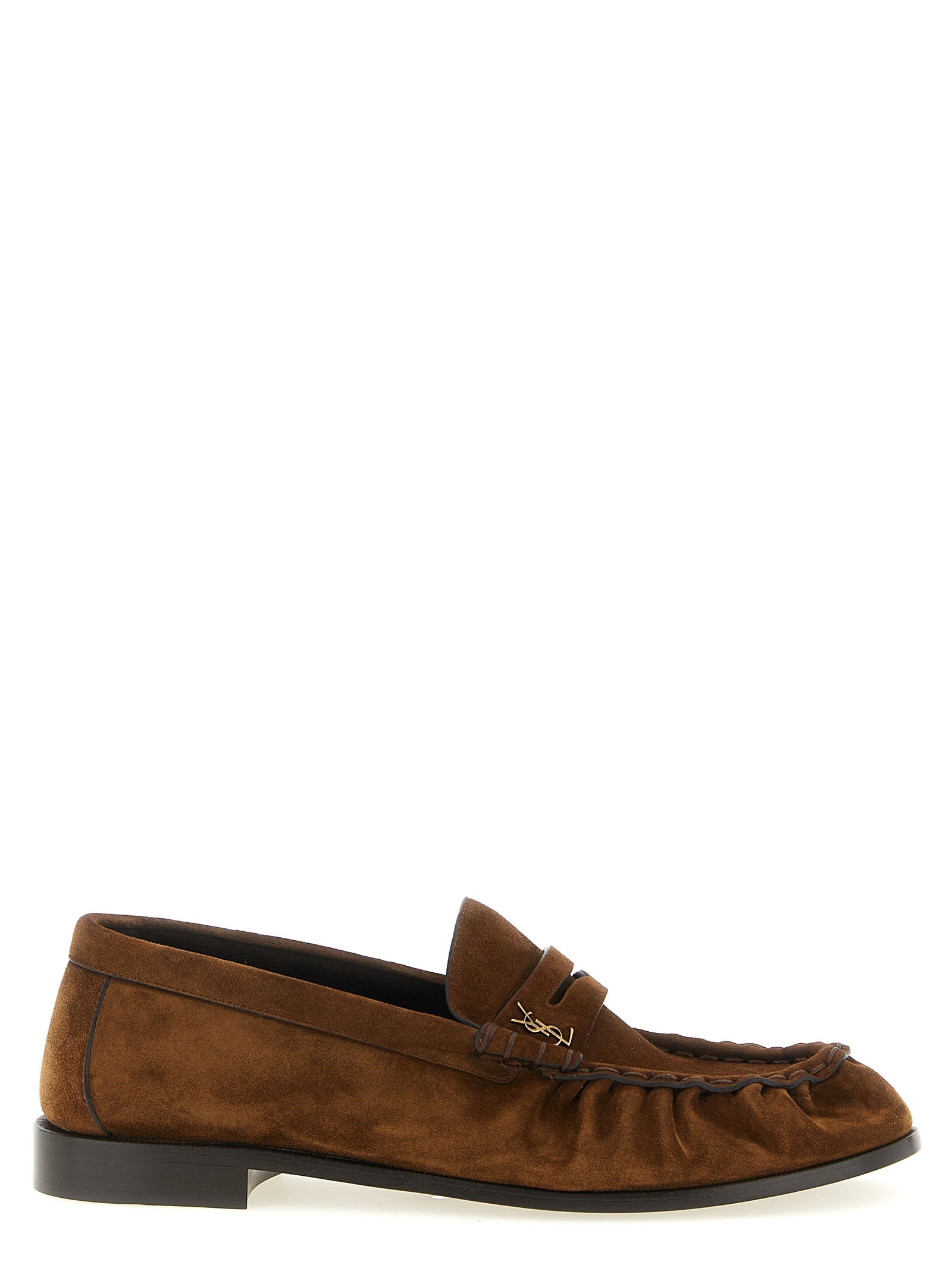Saint Laurent Braune Kalbsleder-Slipper