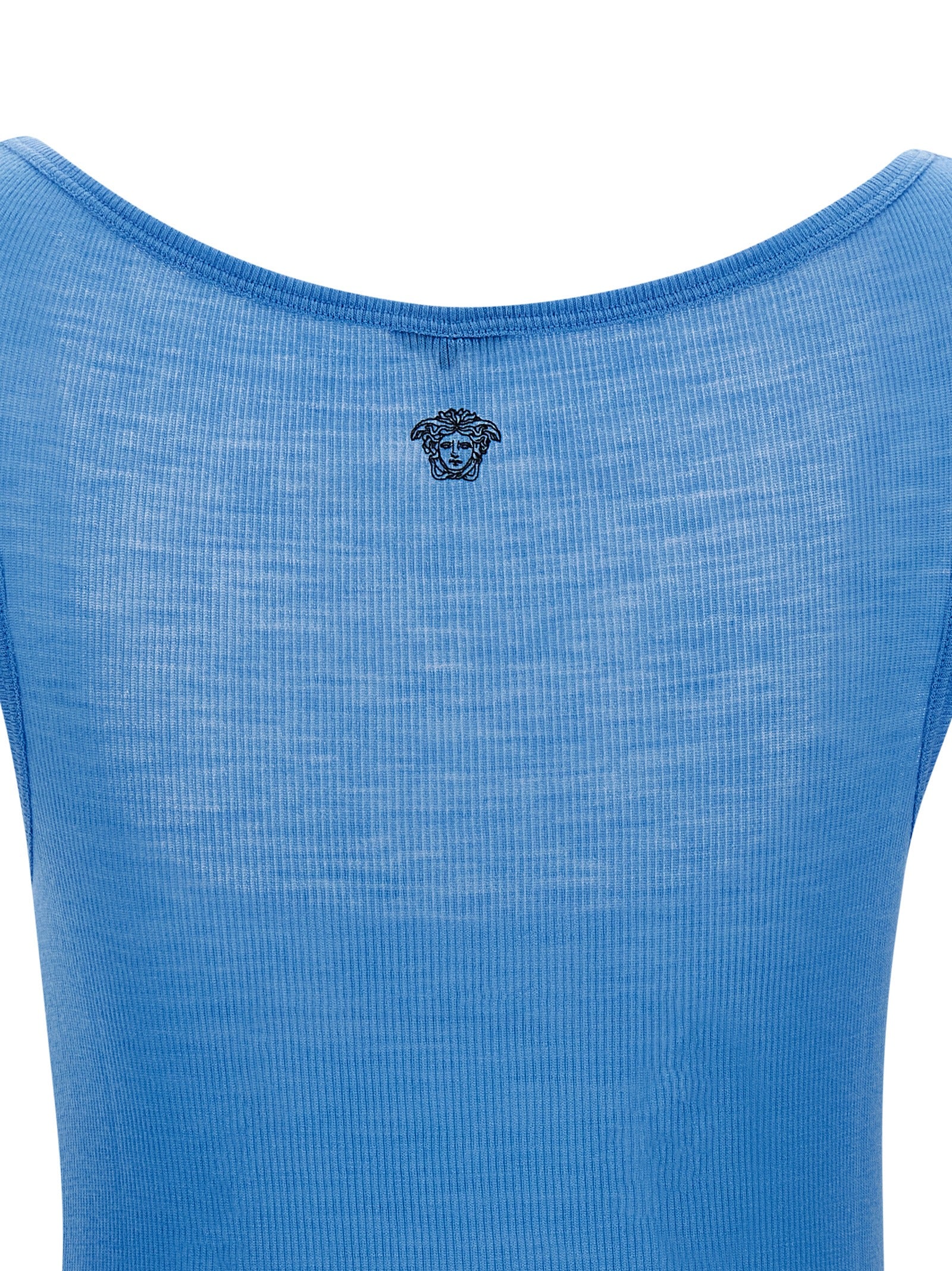 Versace Blaue Tanktops aus reiner Schurwolle