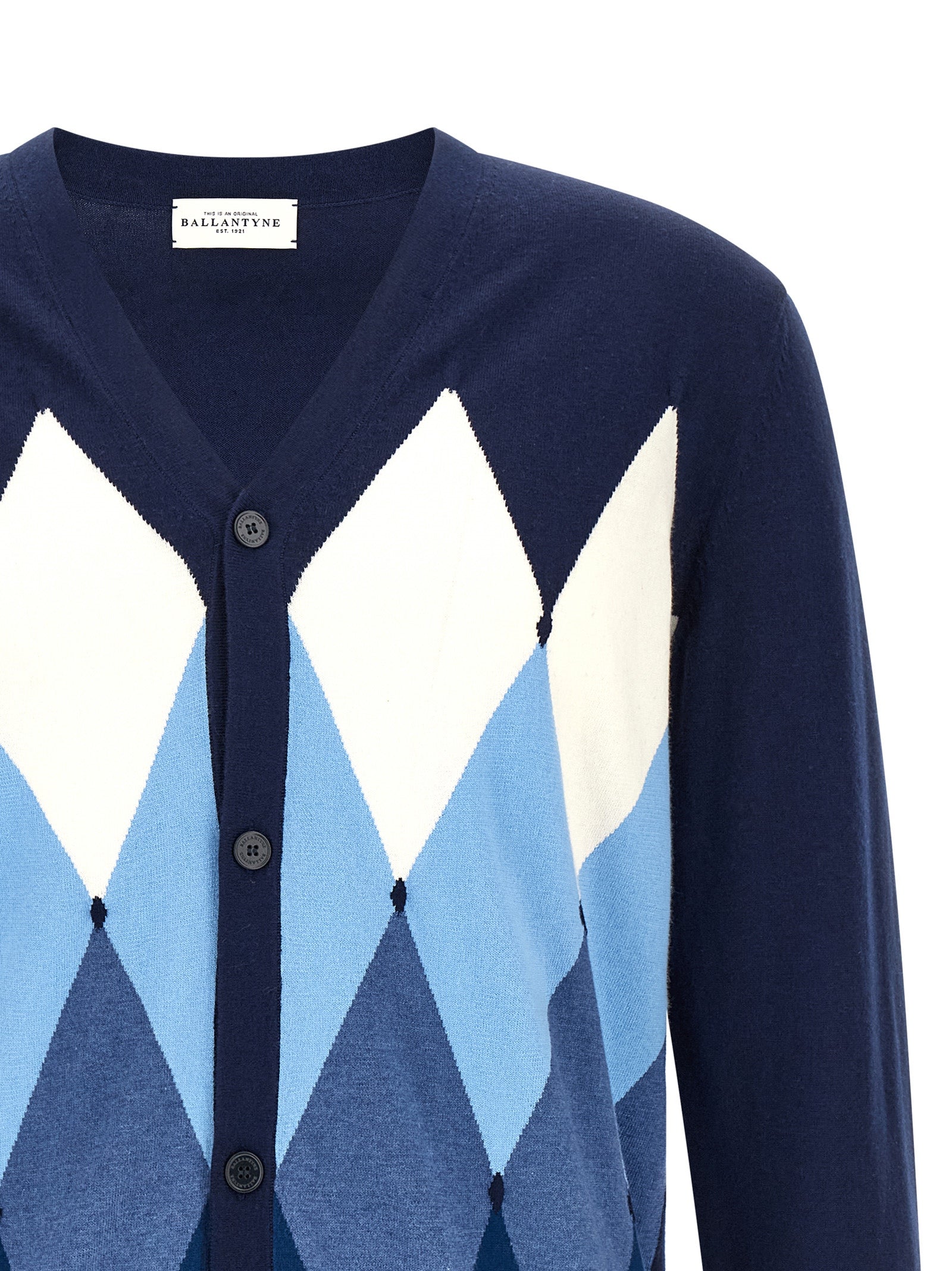 Ballantyne Blauer Baumwollcardigan