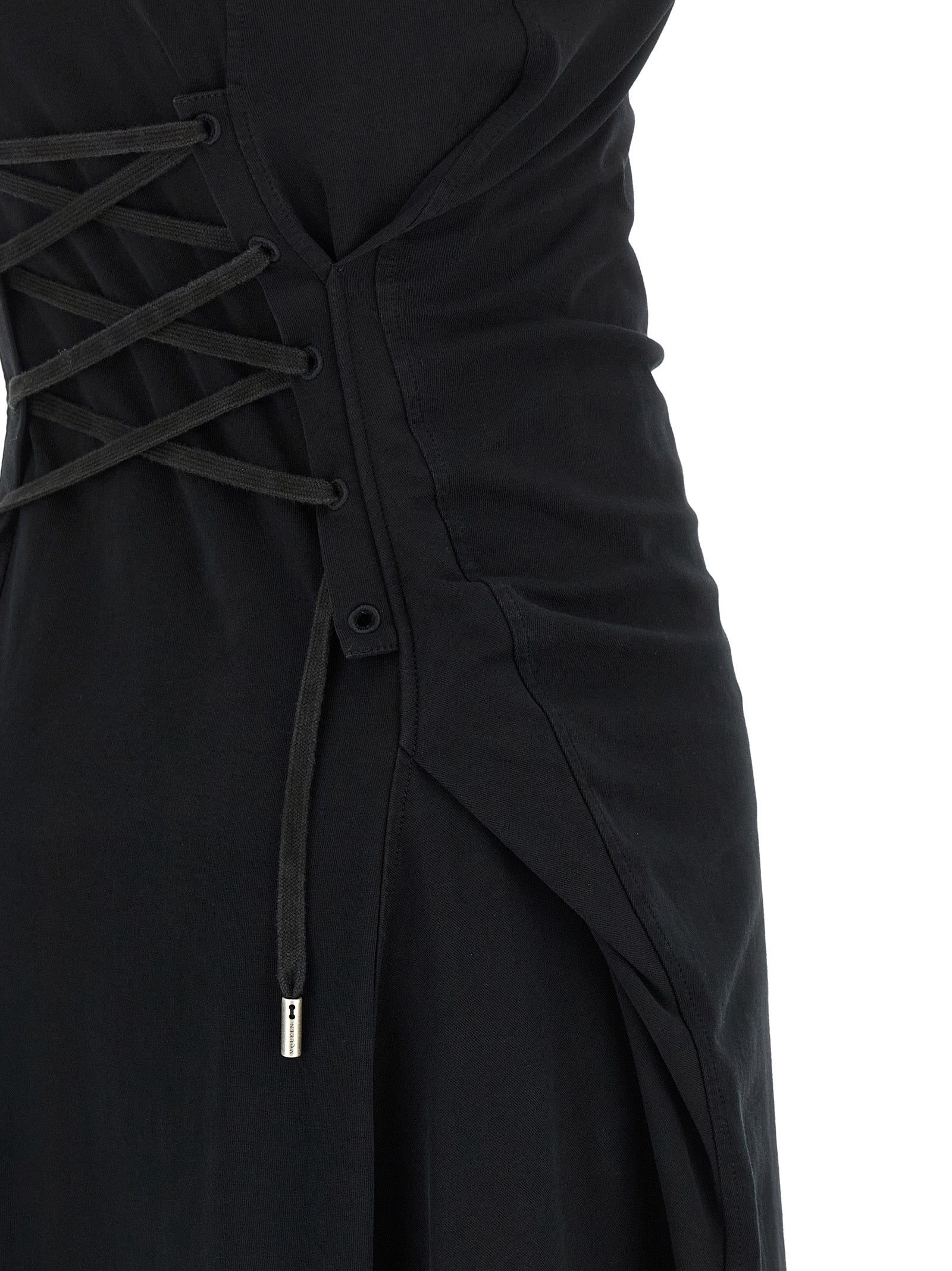 Alexander McQueen Schwarzes Baumwoll-Maxikleid