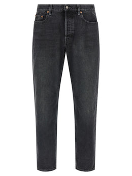 Saint Laurent Schwarze Baumwoll-Jeans mit geradem Bein