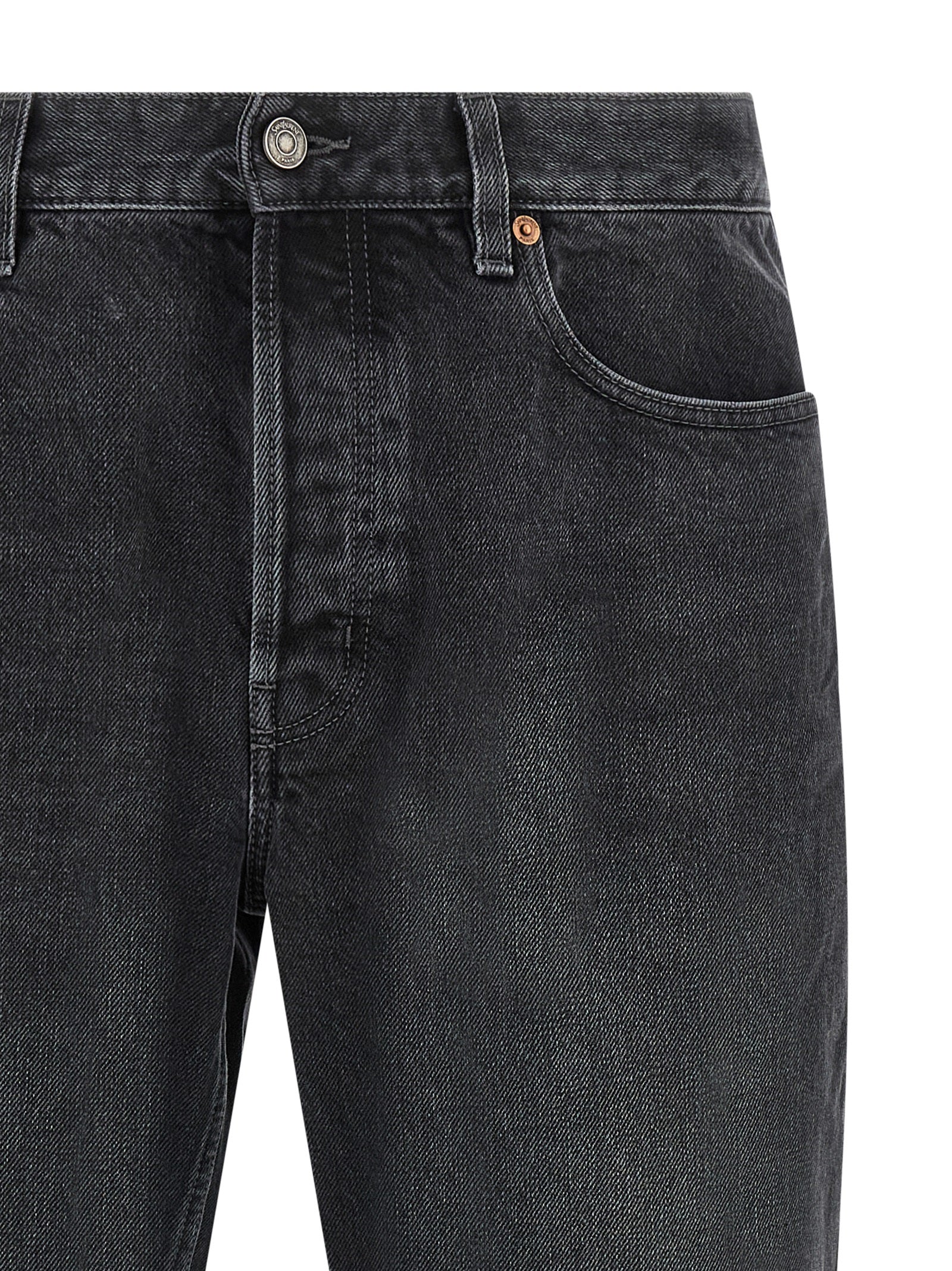 Saint Laurent Schwarze Baumwoll-Jeans mit geradem Bein