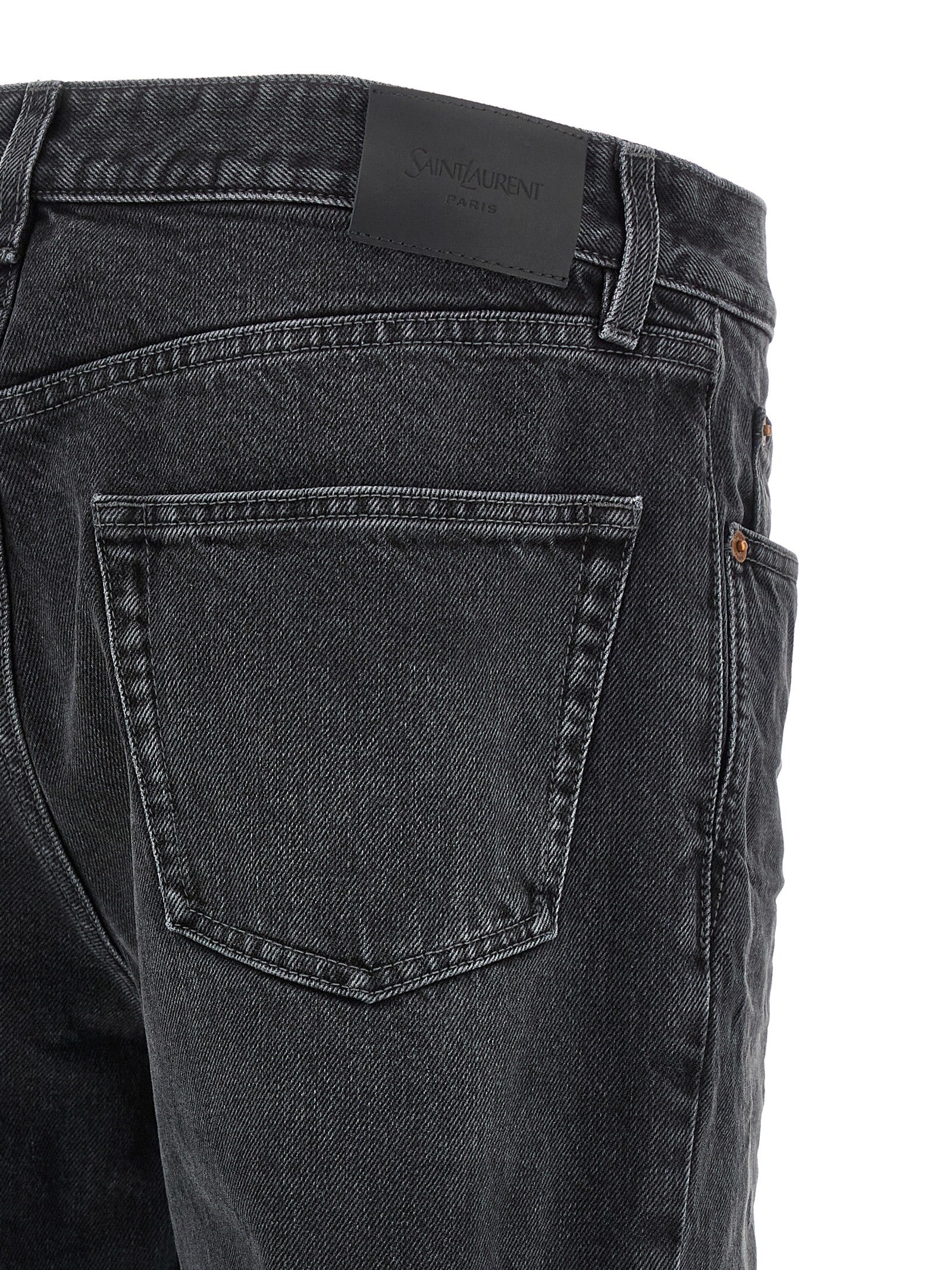 Saint Laurent Schwarze Baumwoll-Jeans mit geradem Bein