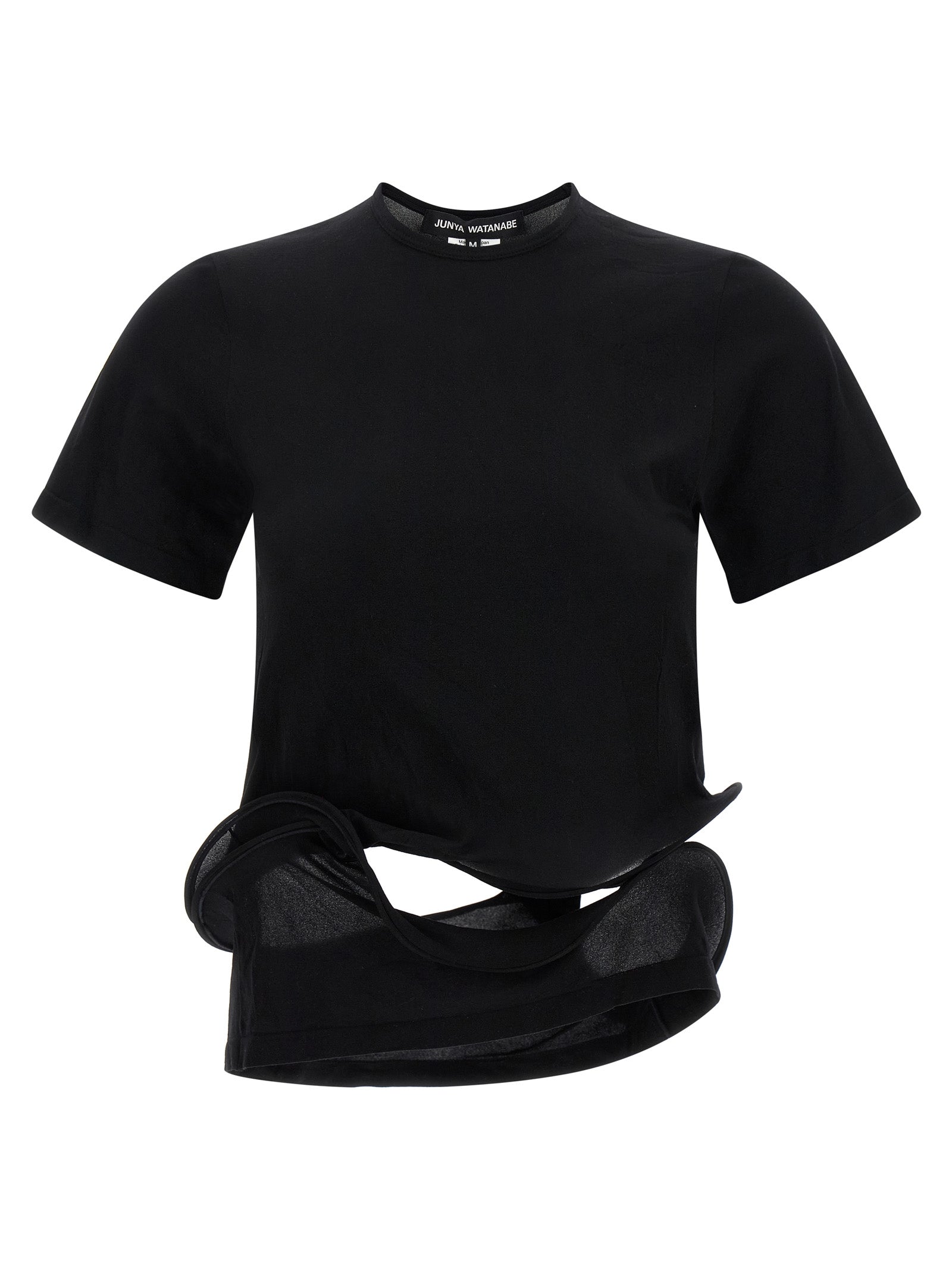 Junya Watanabe Schwarzes T-Shirt aus Nylon