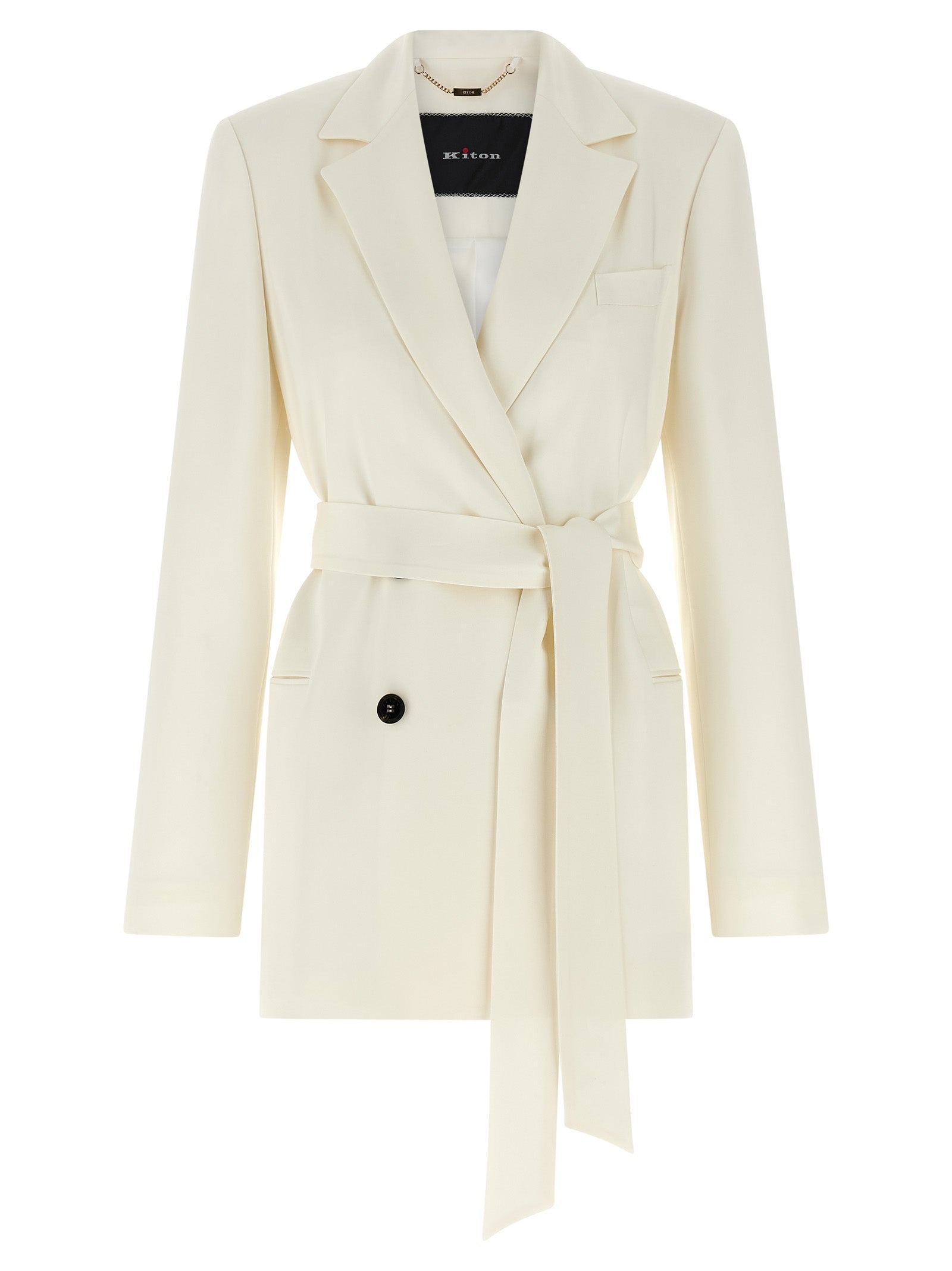 Kiton Weißer Seidenblazer
