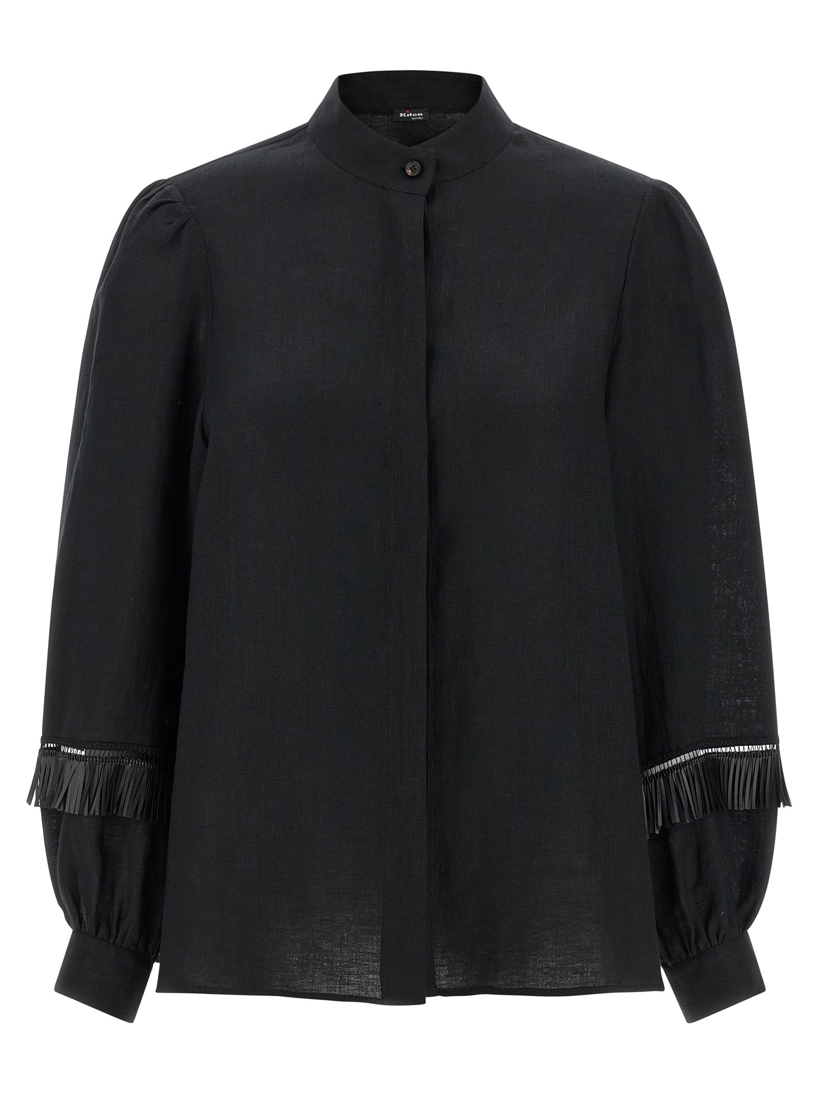 Kiton Schwarze Leinenbluse