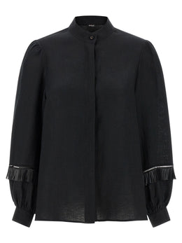 Kiton Schwarze Leinenbluse