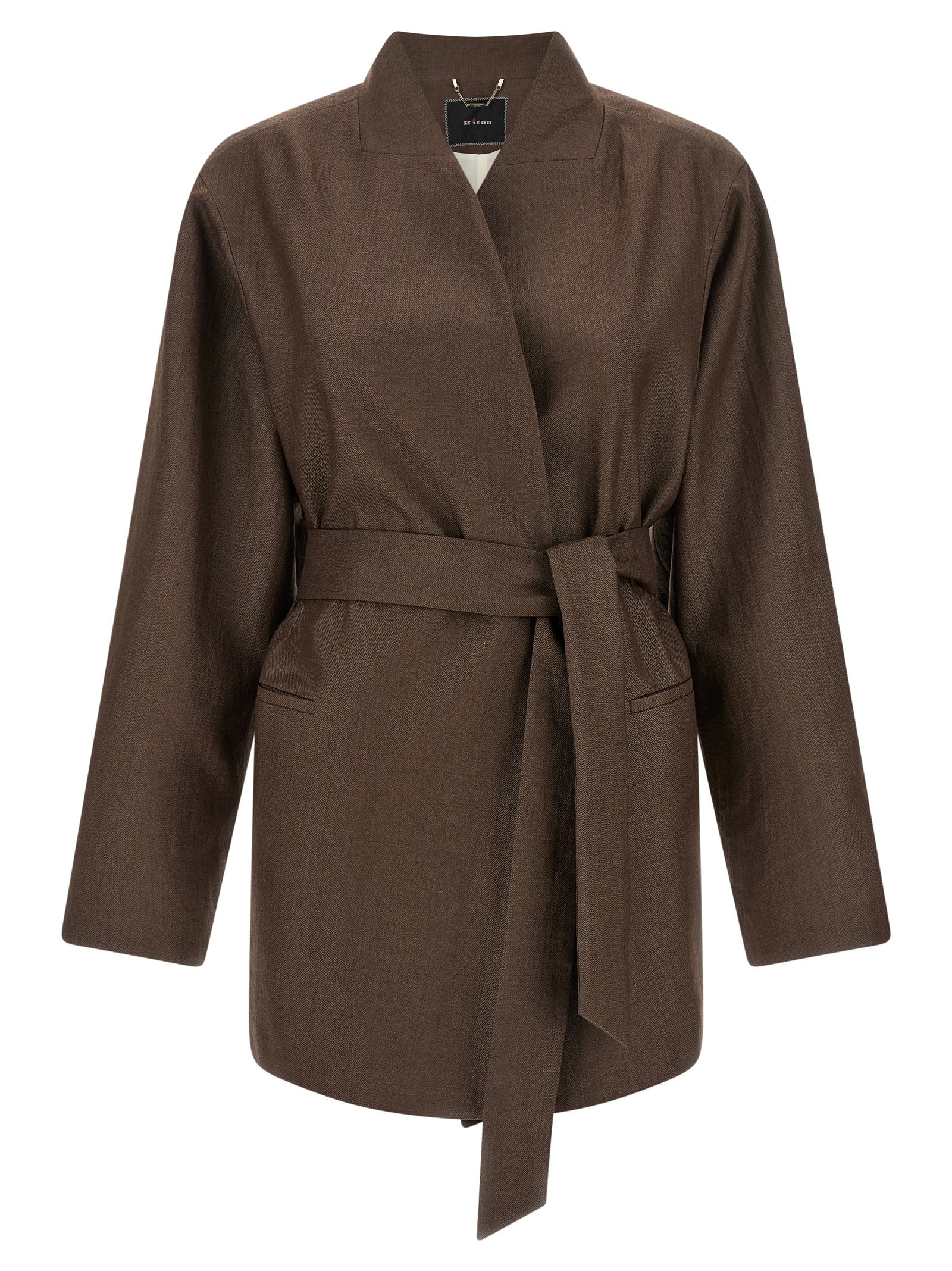 Kiton Brauner Blazer aus Polyamid