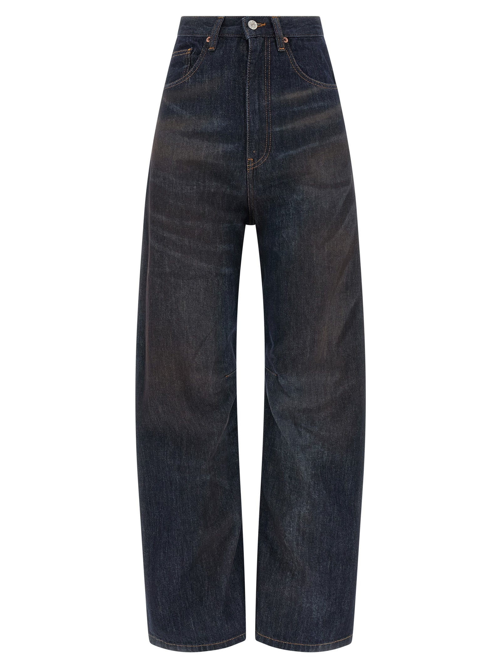 MM6 Maison Margiela Blaue High-Waist Jeans aus Baumwolle