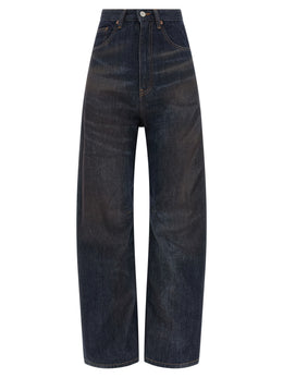 MM6 Maison Margiela Blaue High-Waist Jeans aus Baumwolle