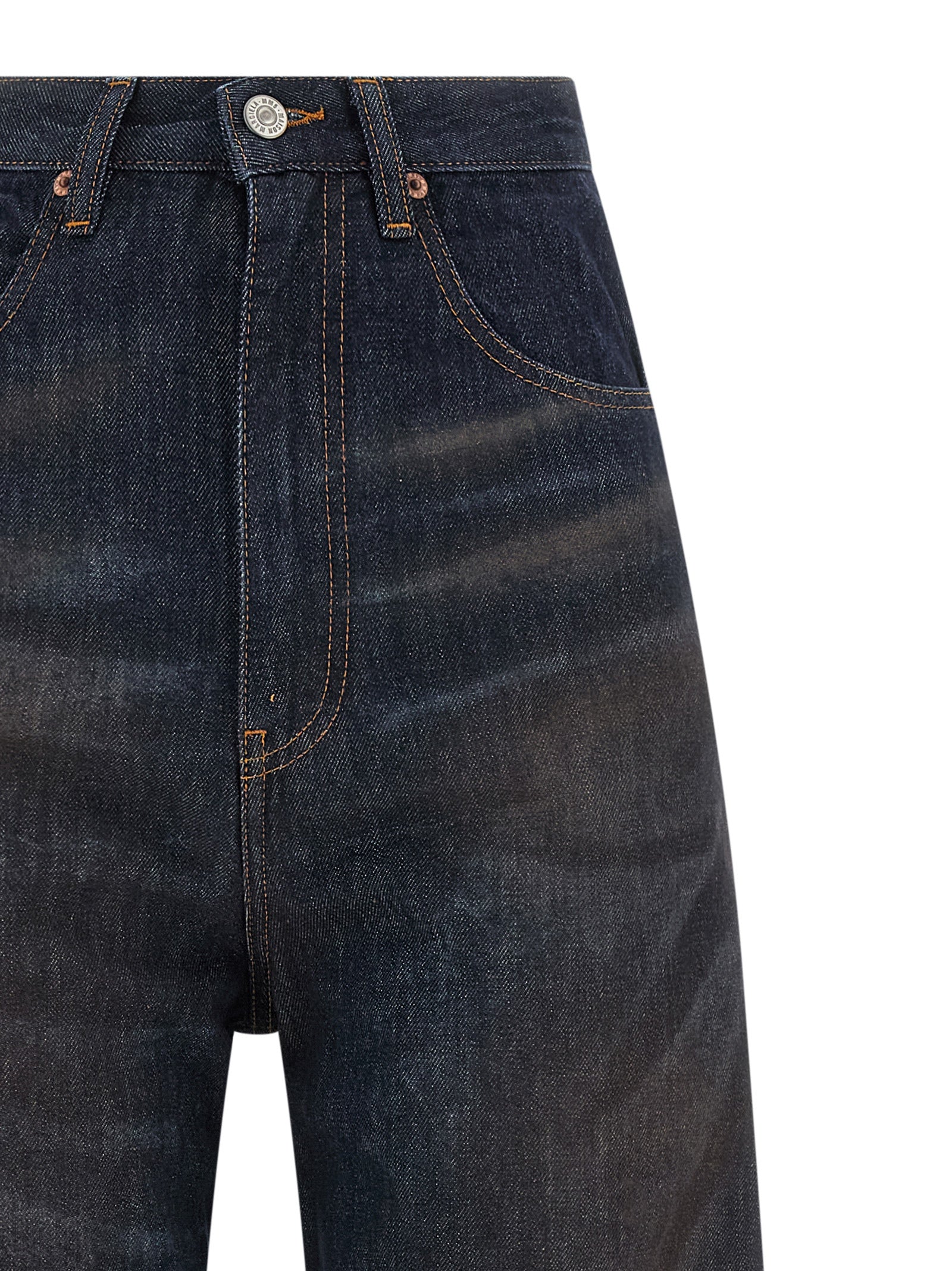 MM6 Maison Margiela Blaue High-Waist Jeans aus Baumwolle