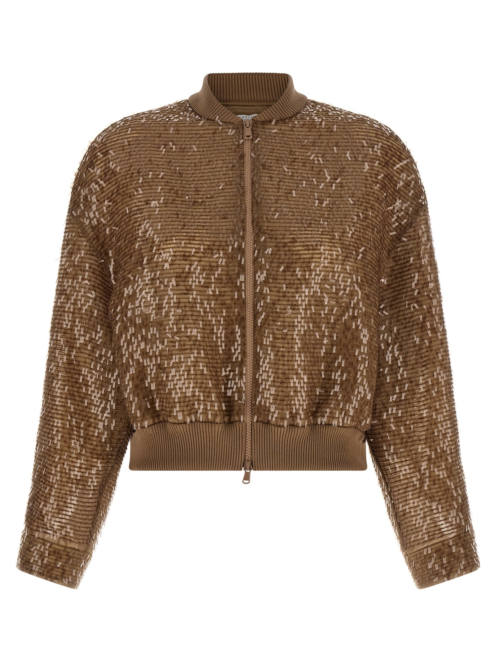 Brunello Cucinelli Brauner Seiden-Cardigan
