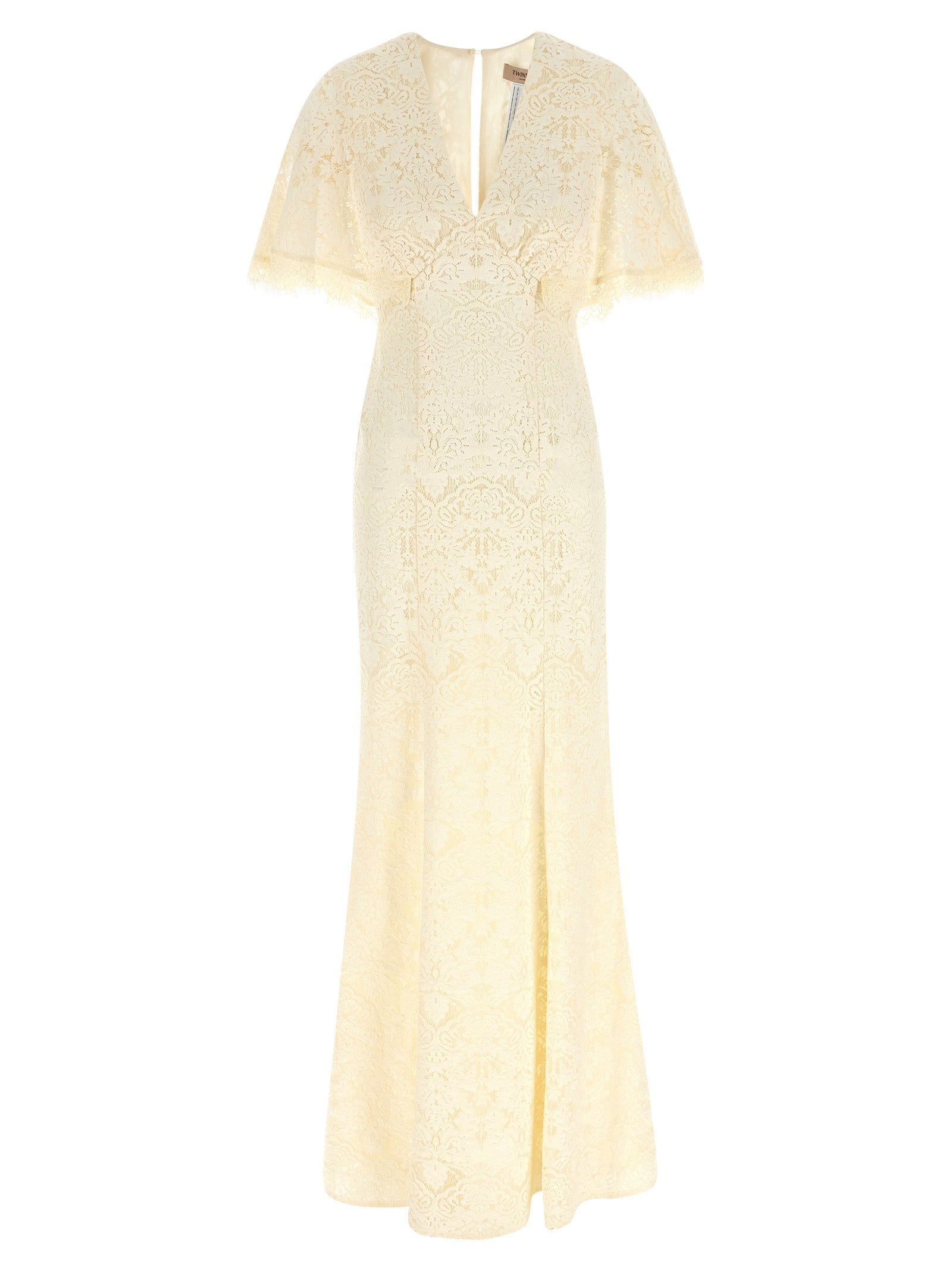 Twinset Weißes Baumwoll-Maxikleid