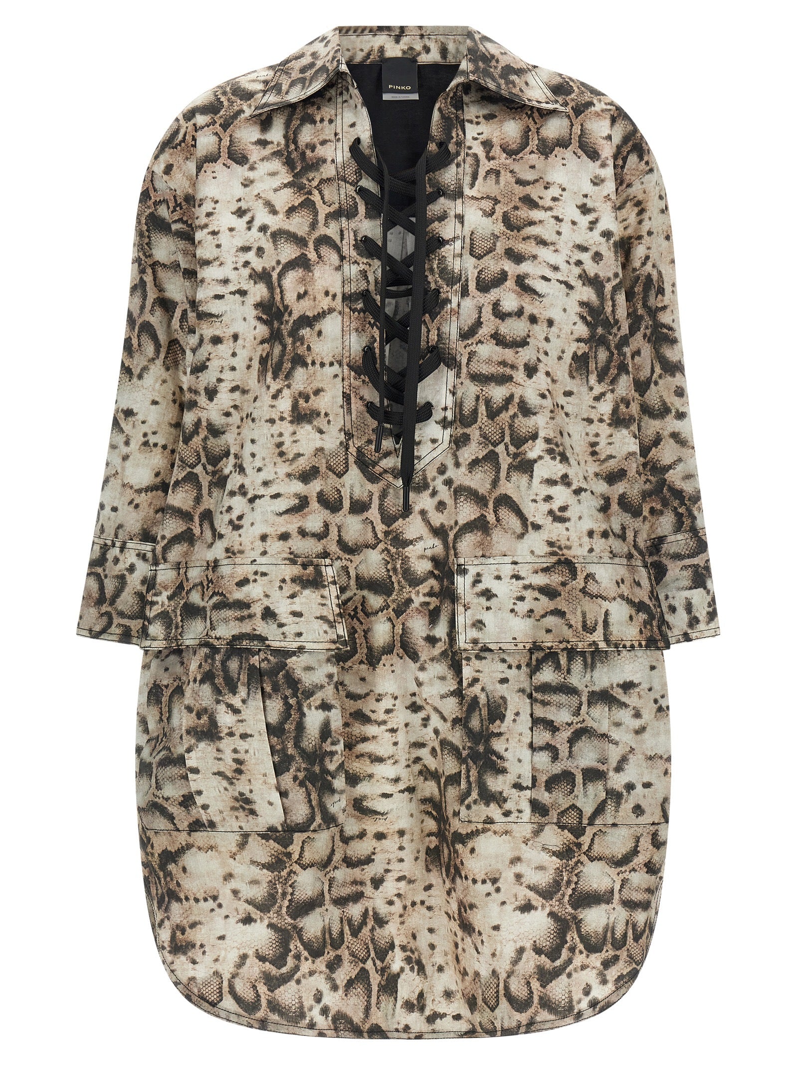 PINKO Graues Baumwoll-Kurzkleid