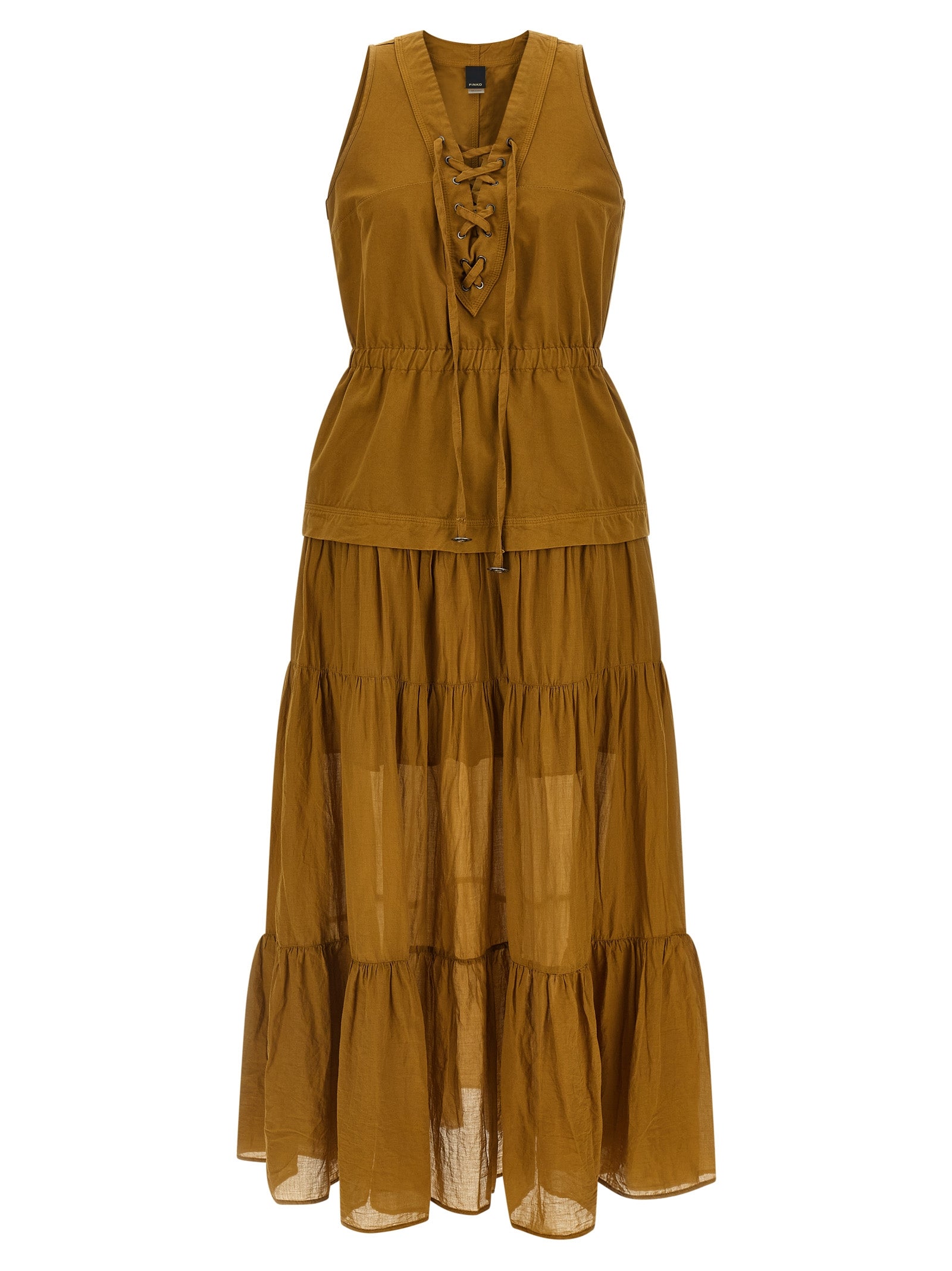 PINKO Braunes Baumwoll-Maxikleid