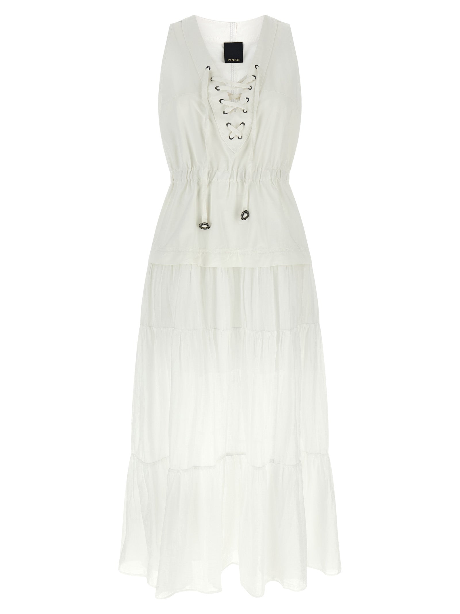 PINKO Weißes Baumwoll-Maxikleid