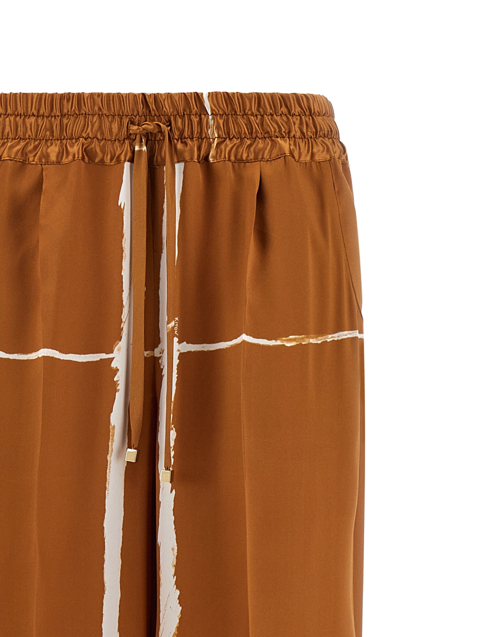 Kiton Braune Seidenhose Lässig