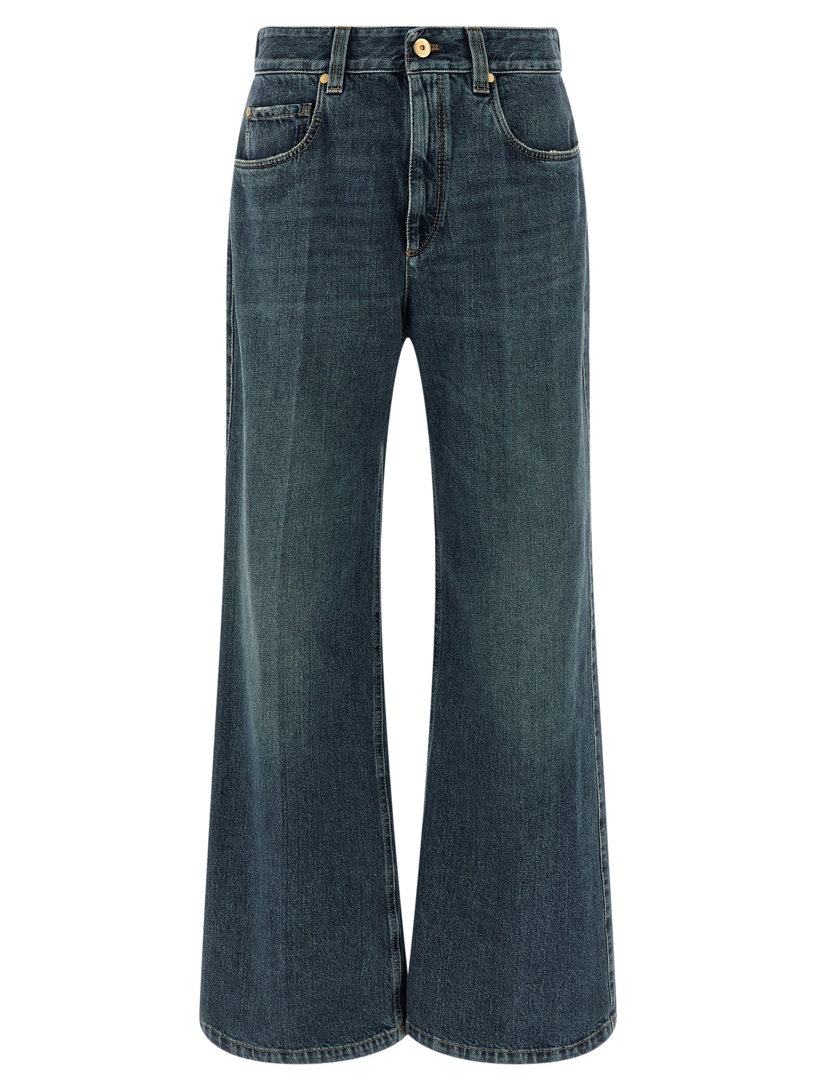 Brunello Cucinelli Blaue Baumwoll-Jeans mit ausgestelltem Bein