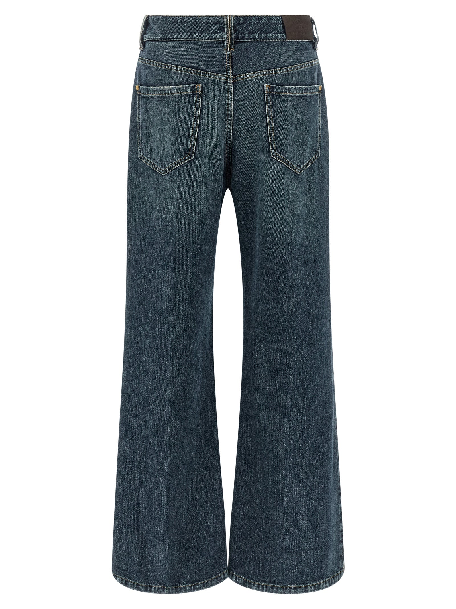 Brunello Cucinelli Blaue Baumwoll-Jeans mit ausgestelltem Bein