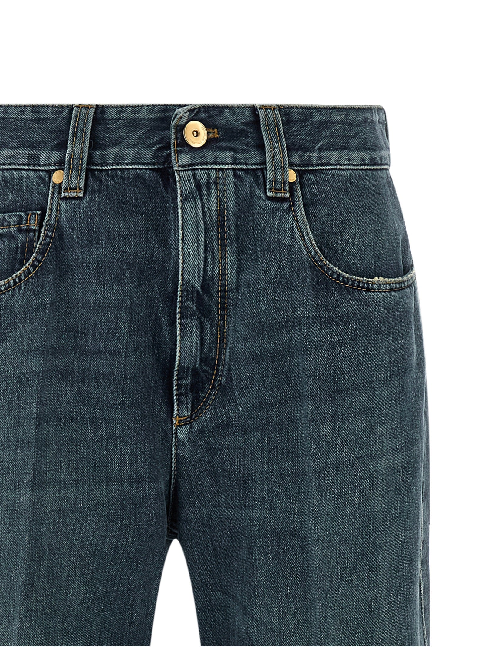 Brunello Cucinelli Blaue Baumwoll-Jeans mit ausgestelltem Bein