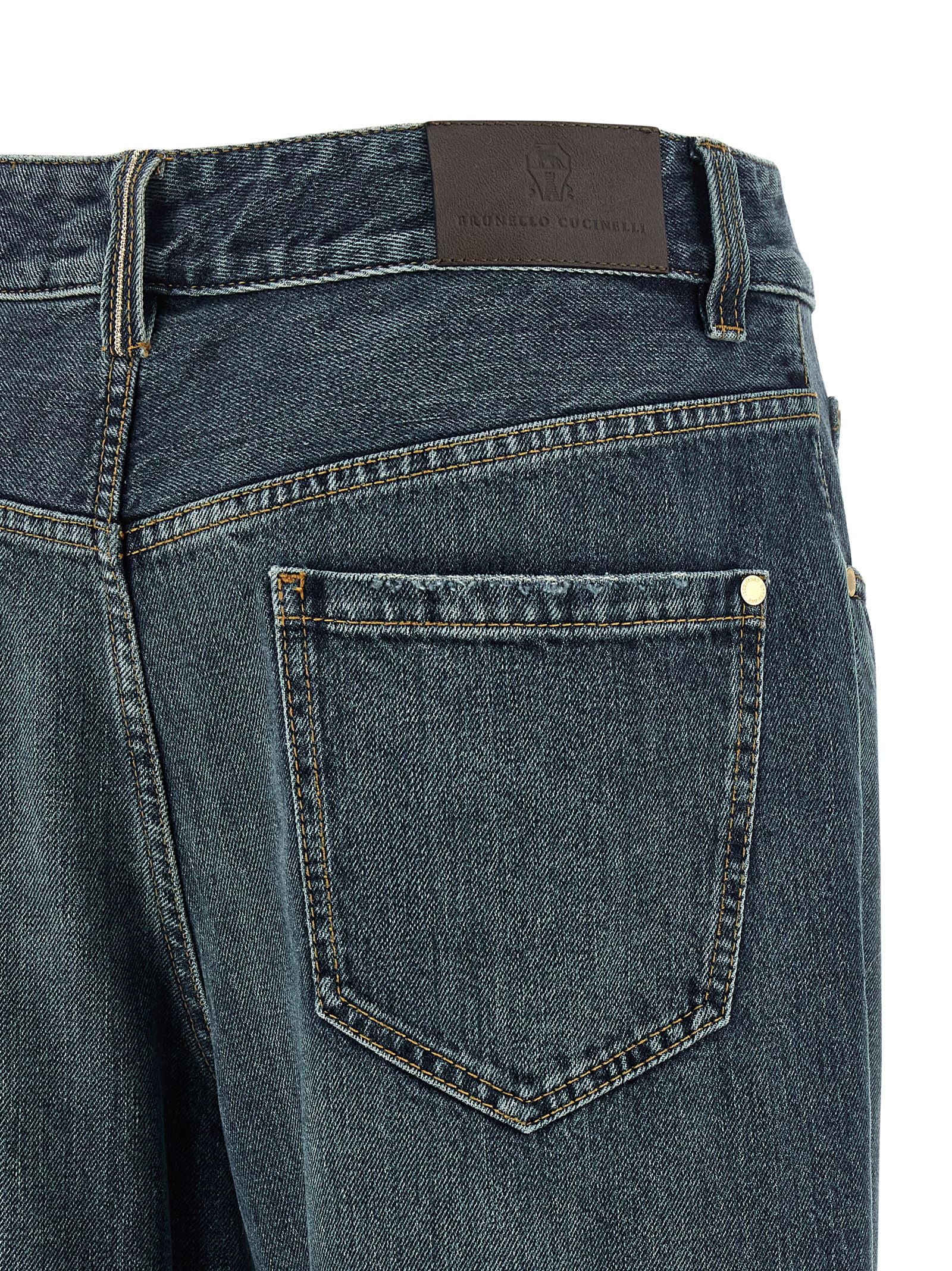 Brunello Cucinelli Blaue Baumwoll-Jeans mit ausgestelltem Bein