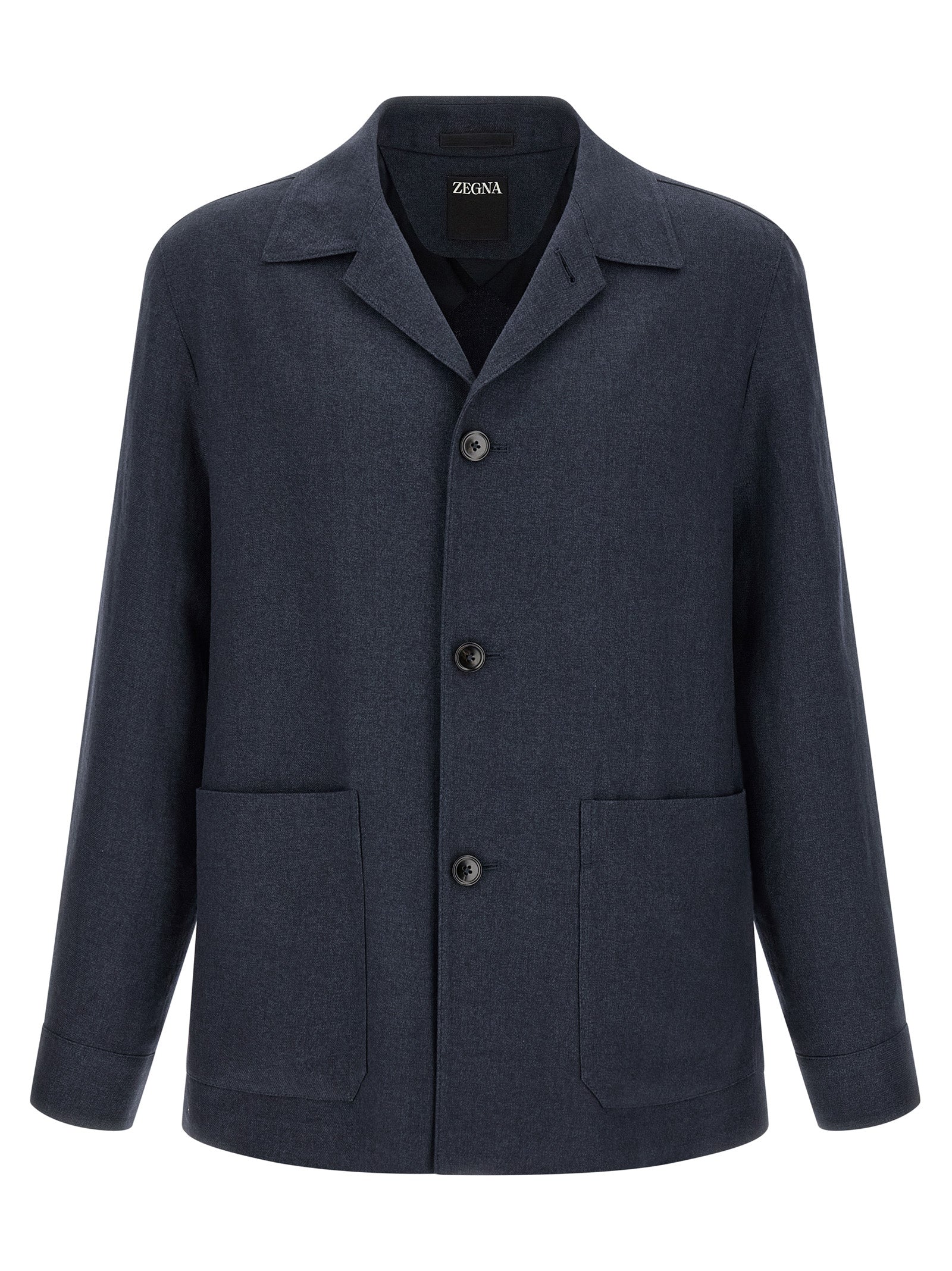 ZEGNA Blaue Leinen-Jacke in voller Länge